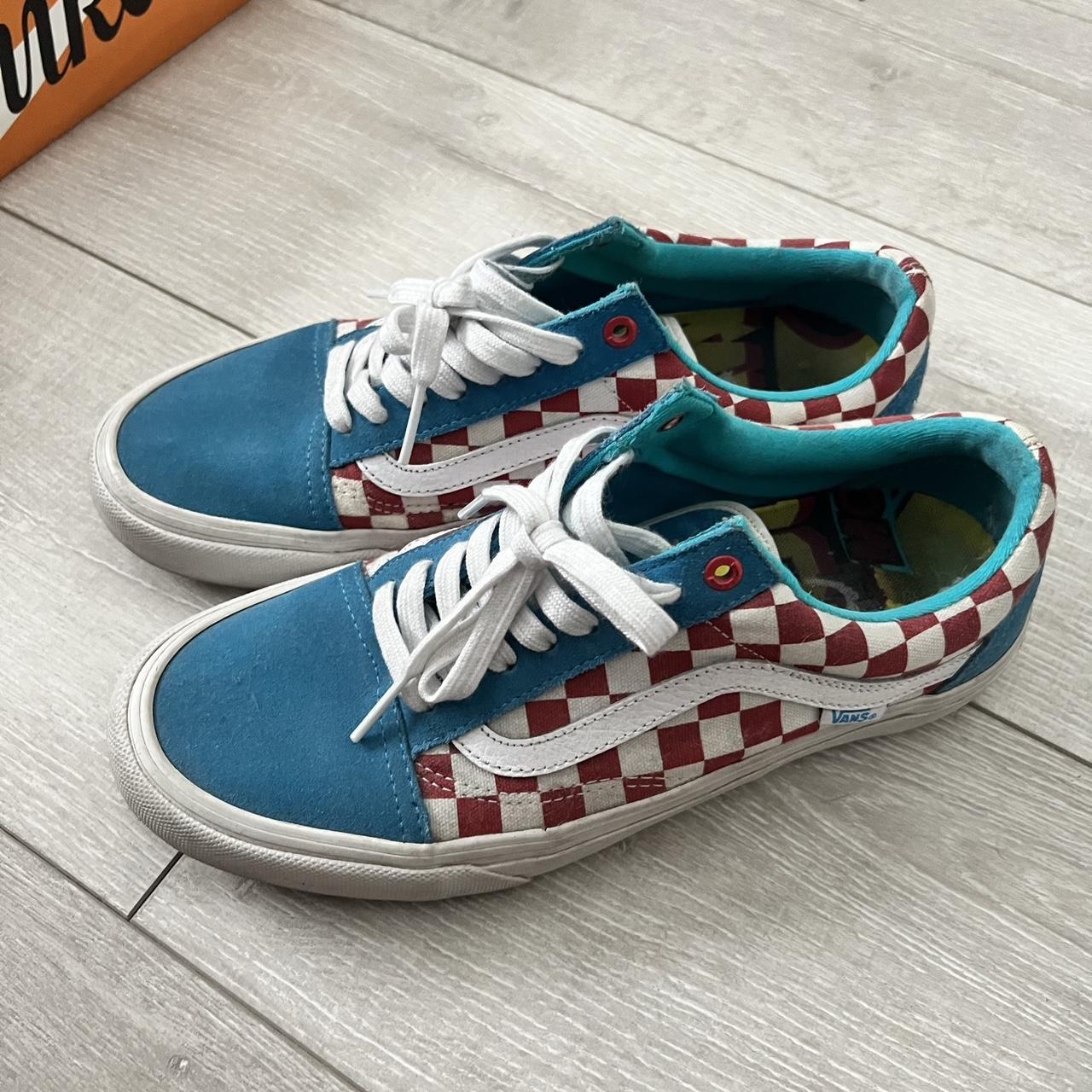 Checkerboard Flame Sepatu Vans Blue Checkered Vans Old Skool