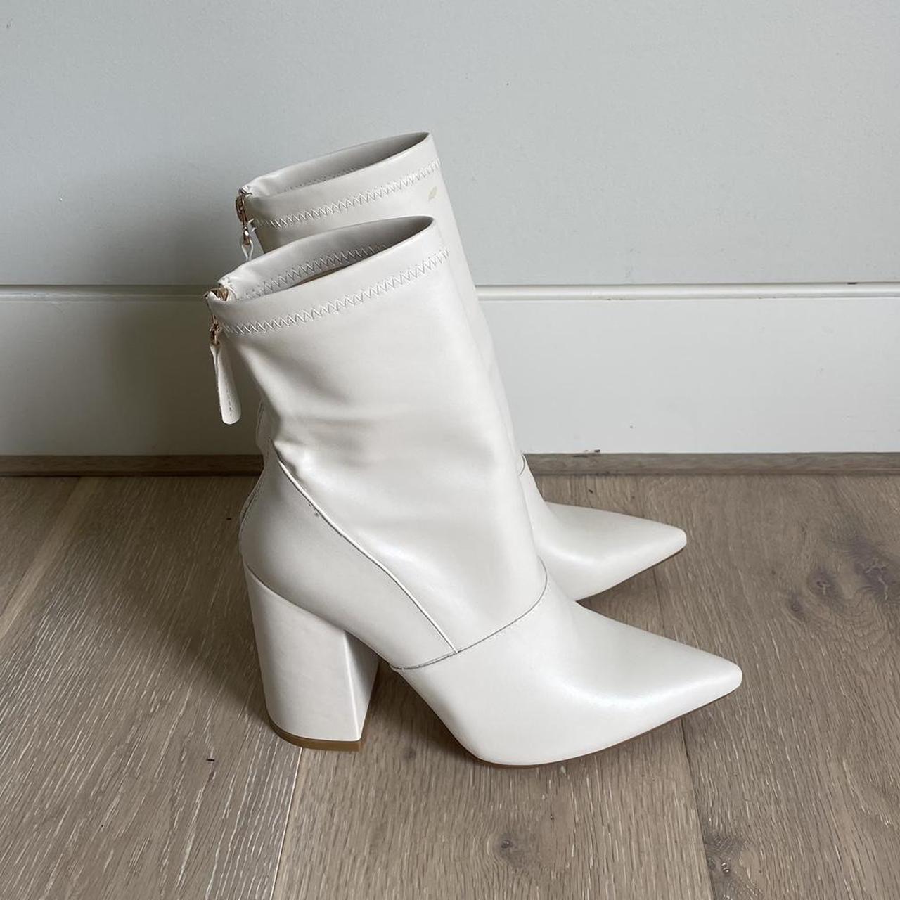 White gogo hot sale ankle boots