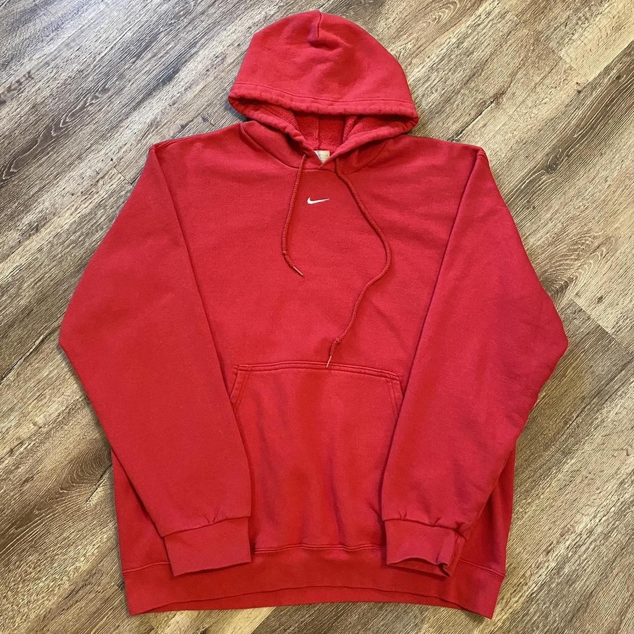 Nike Men's Red and White Hoodie | Depop