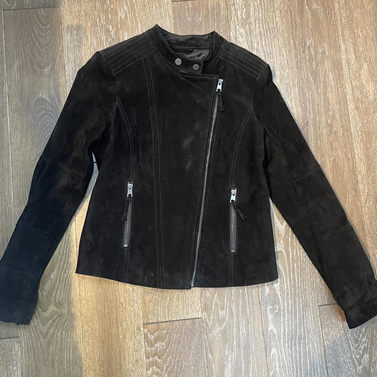 Esprit black suede jacket size 12. Some marks on. Depop