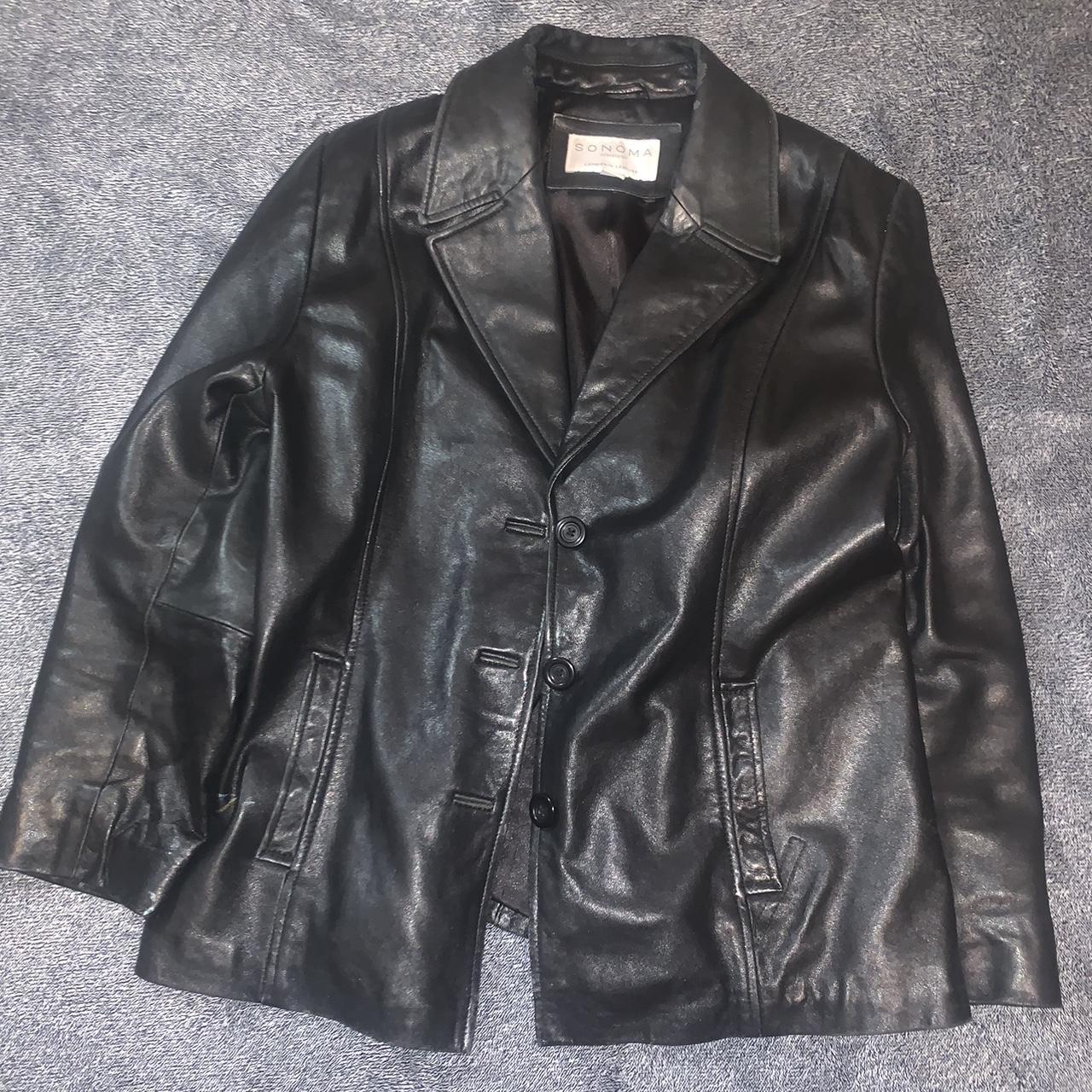 Vintage leather jacket Oversized leather jacket... - Depop