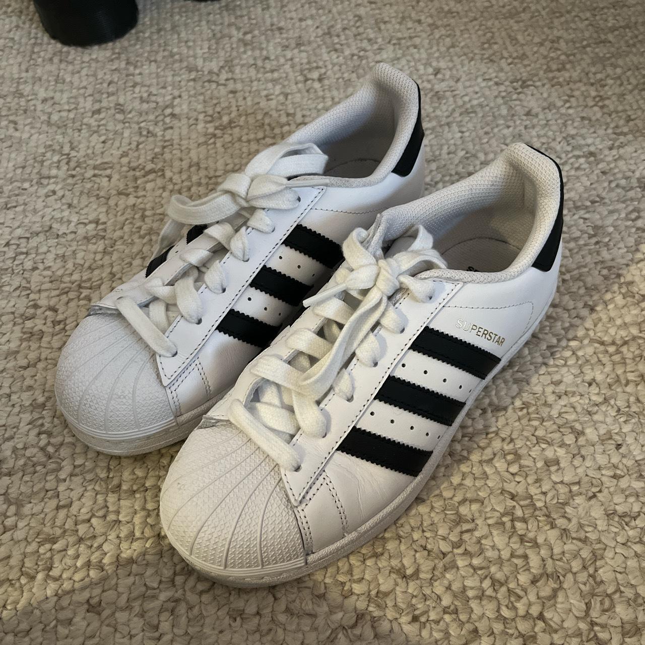 white adidas superstars basically new without tags,... - Depop