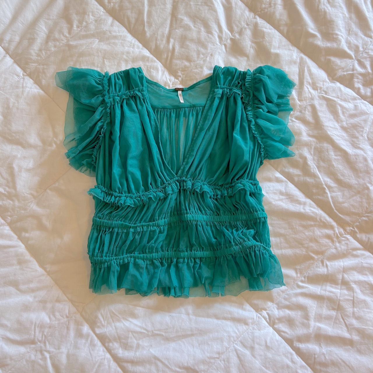Free people blue green top Such a cute girly piece... - Depop