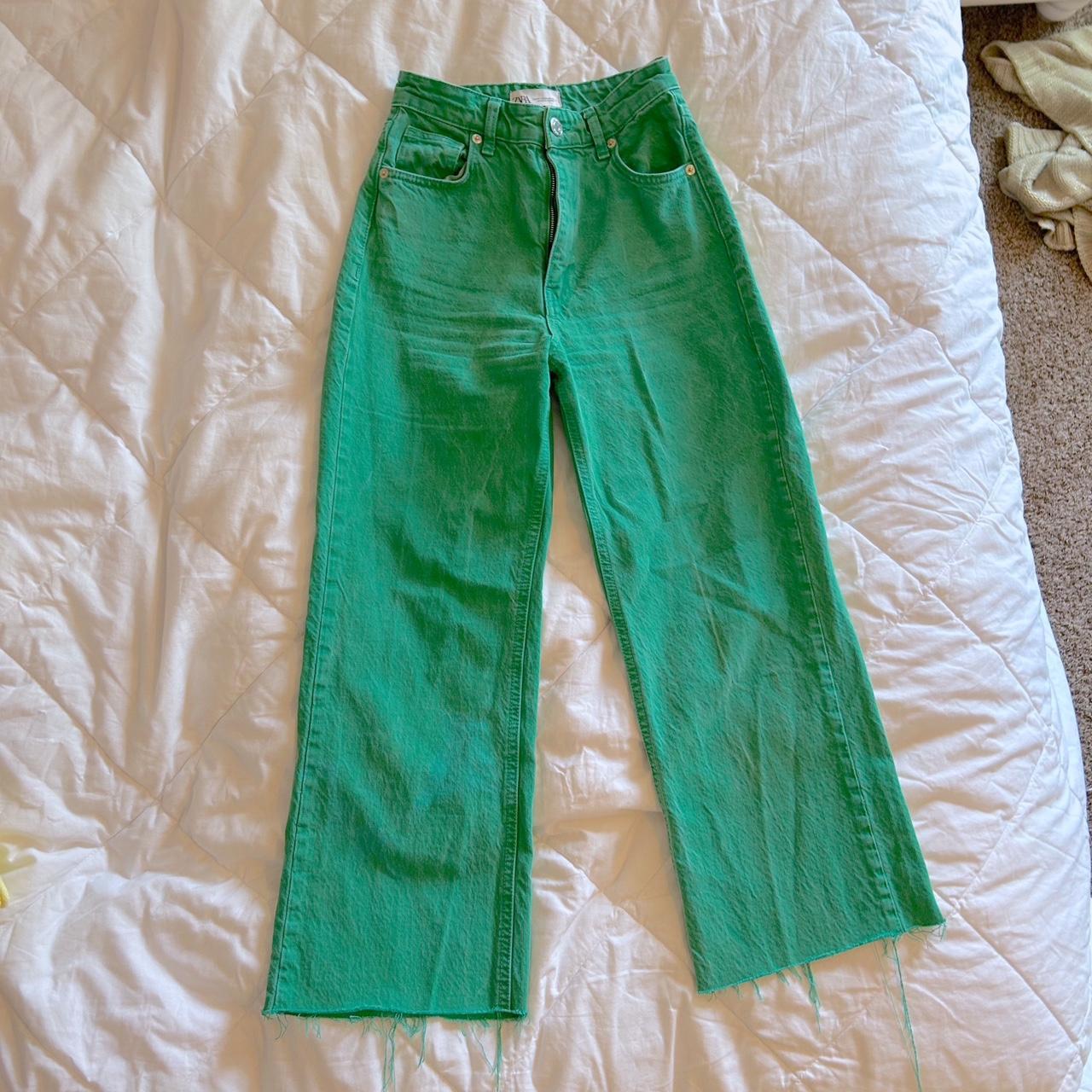 Green zara jeans Size 0 they’re just too small on... - Depop