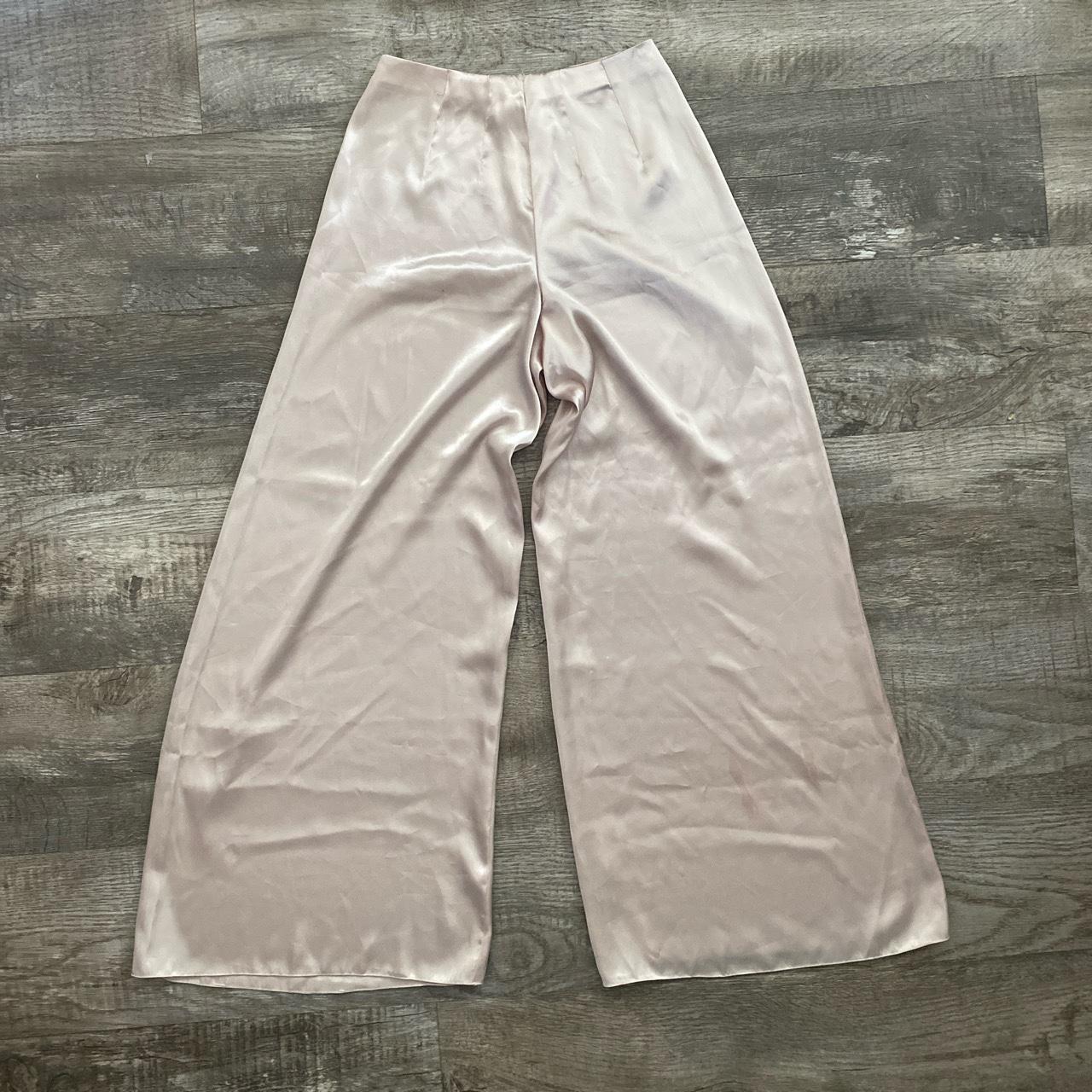 Vintage beige satin wide leg pants. Has some stains... - Depop