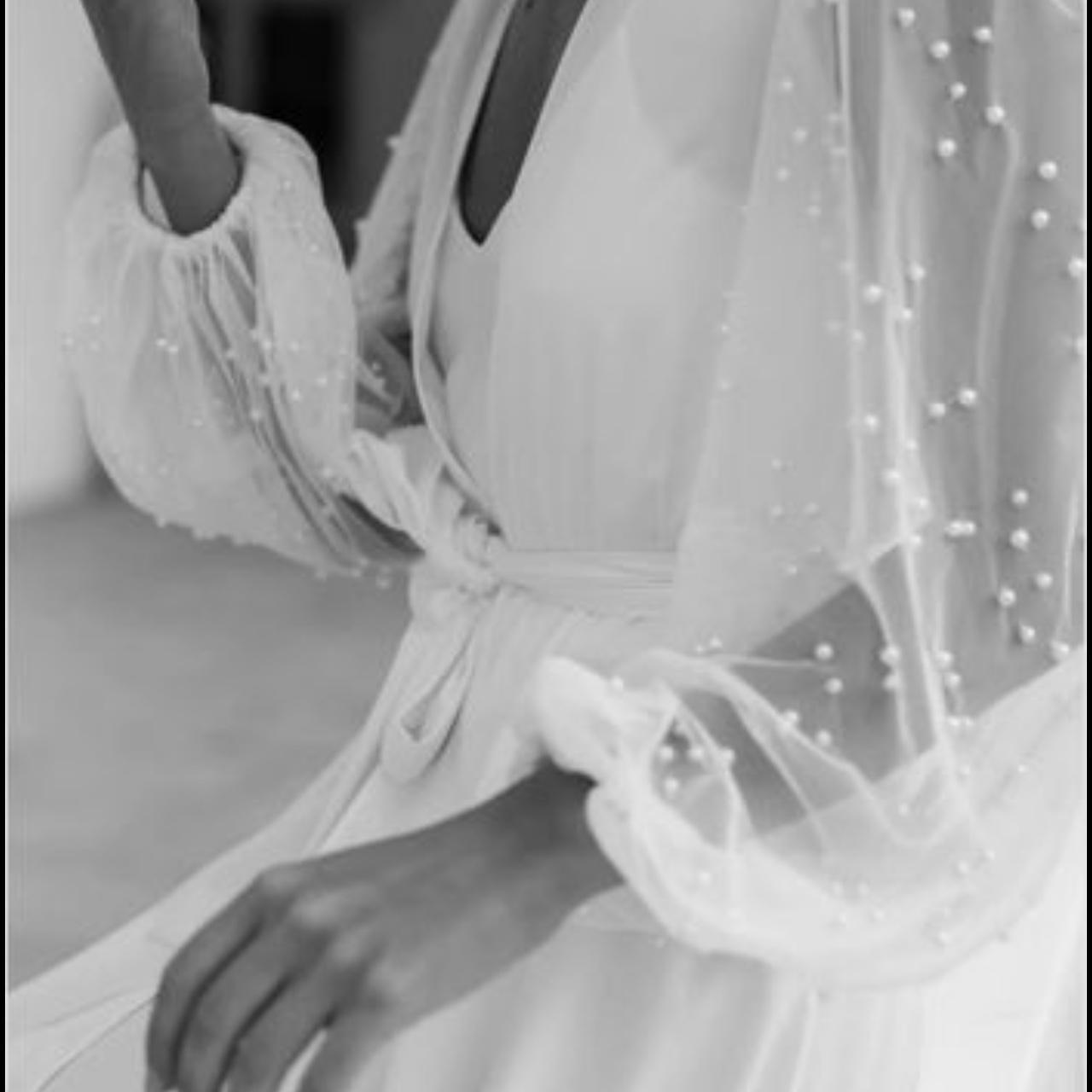 Bridal Robe LE ROSE SOPHIA HAND BEADED PEARL SLEEVE... Depop