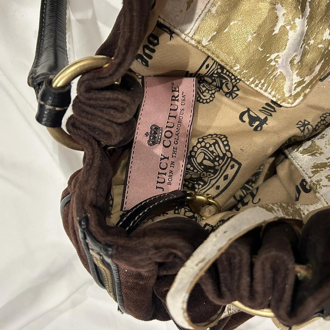 Juicy Couture brown and cream velvet bag with a | Depop