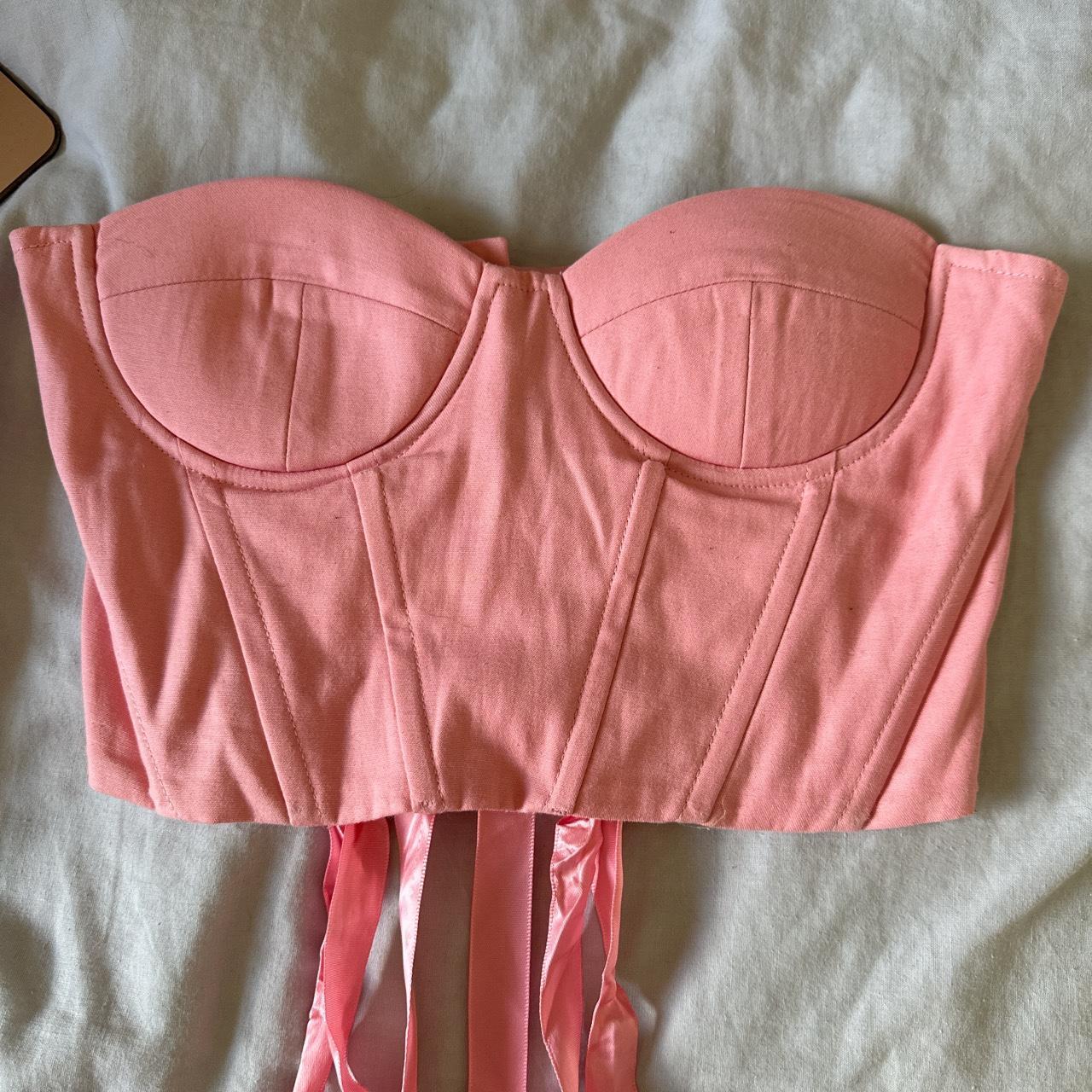 SHEIN baby pink strapless corset top Comfy, corset... Depop