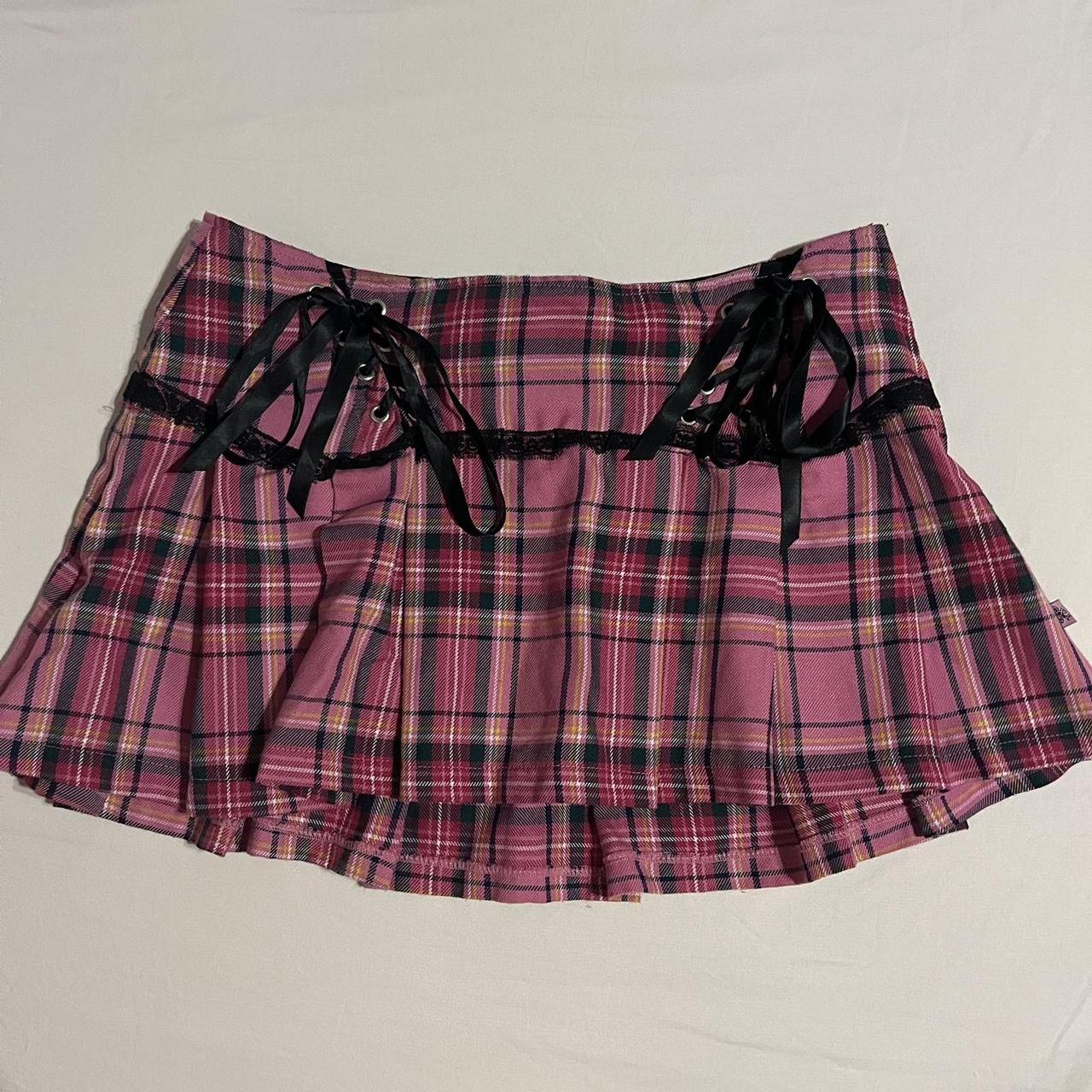 rare tripp nyc mini skirt pink plaid - size... - Depop