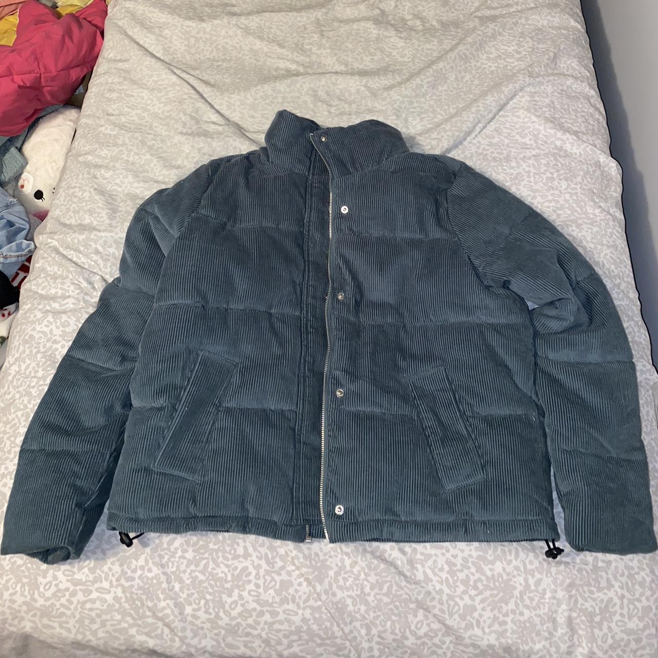 hollister corduroy puffer jacket selling for $40,... - Depop