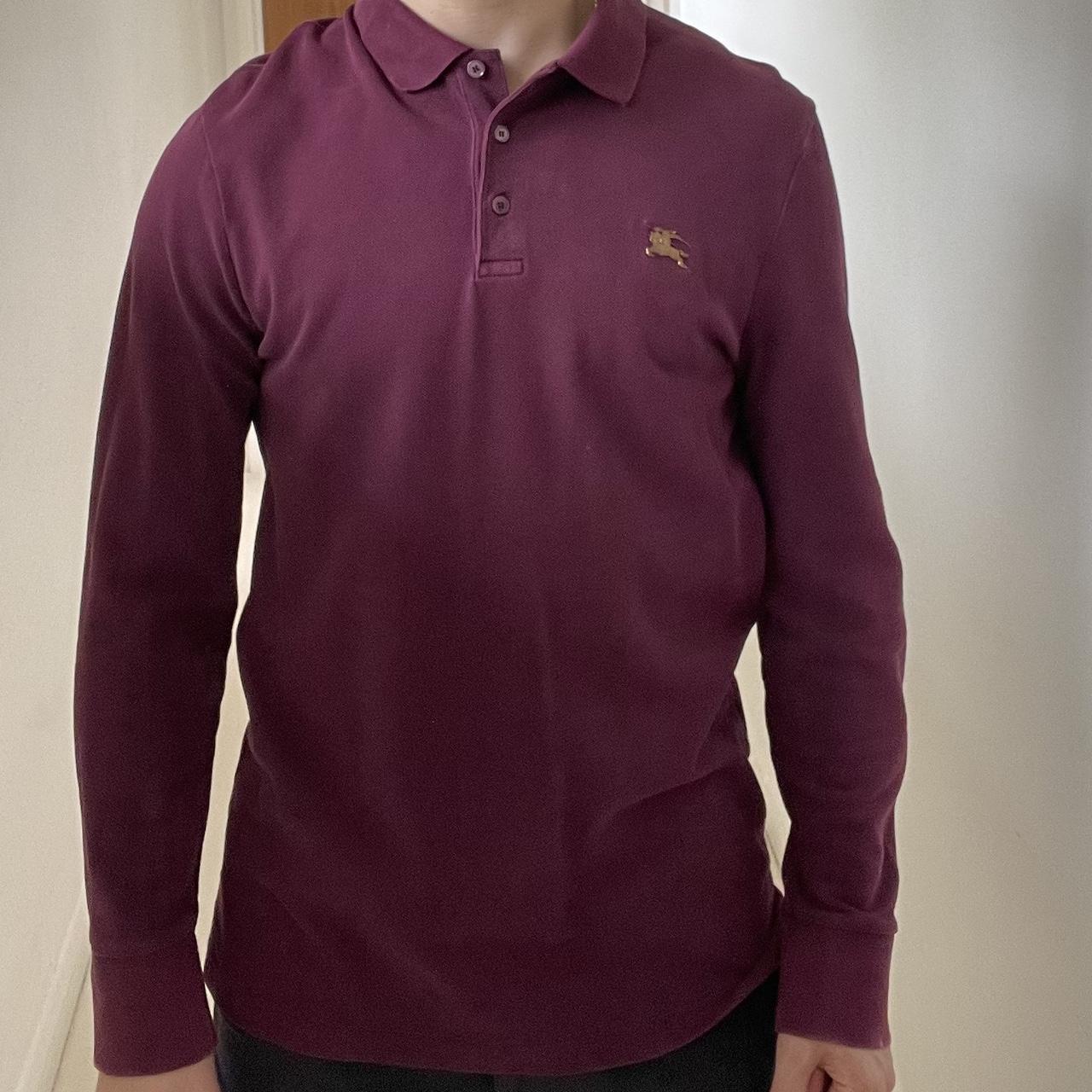 Burgundy burberry polo fashion shirt