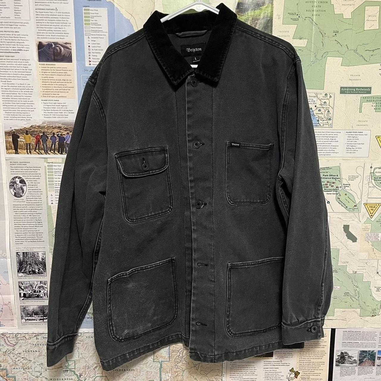 Brixton Men's Grey and Black Jacket | Depop