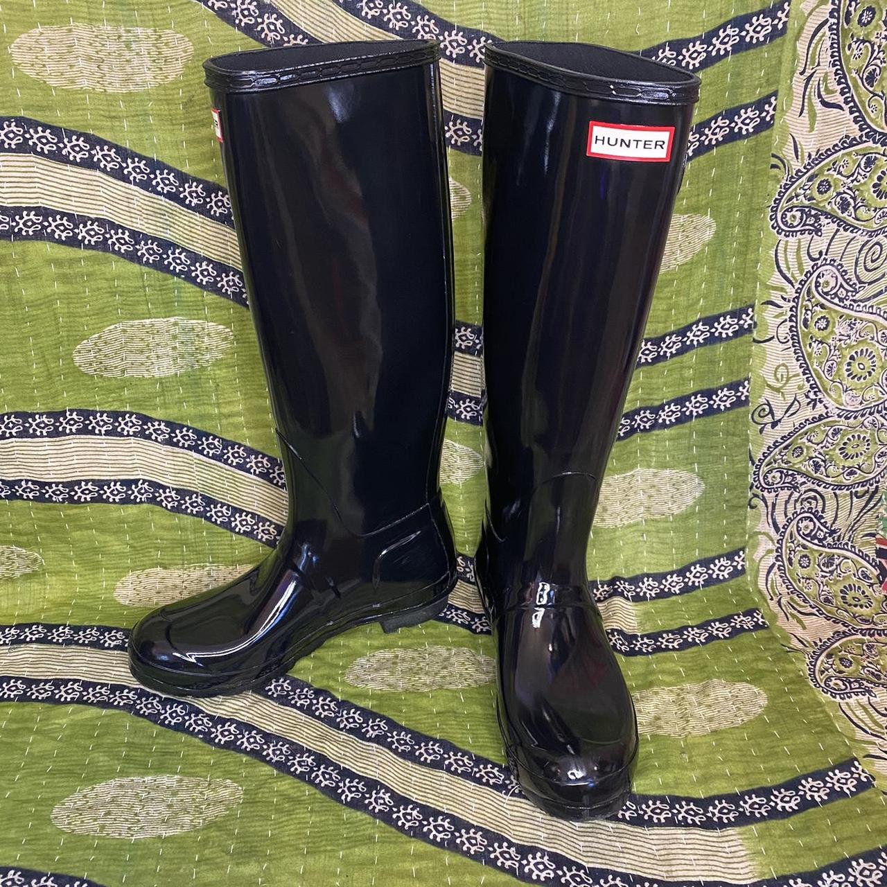 Hunter Original Tall Gloss Black Rain Boots Size. Depop