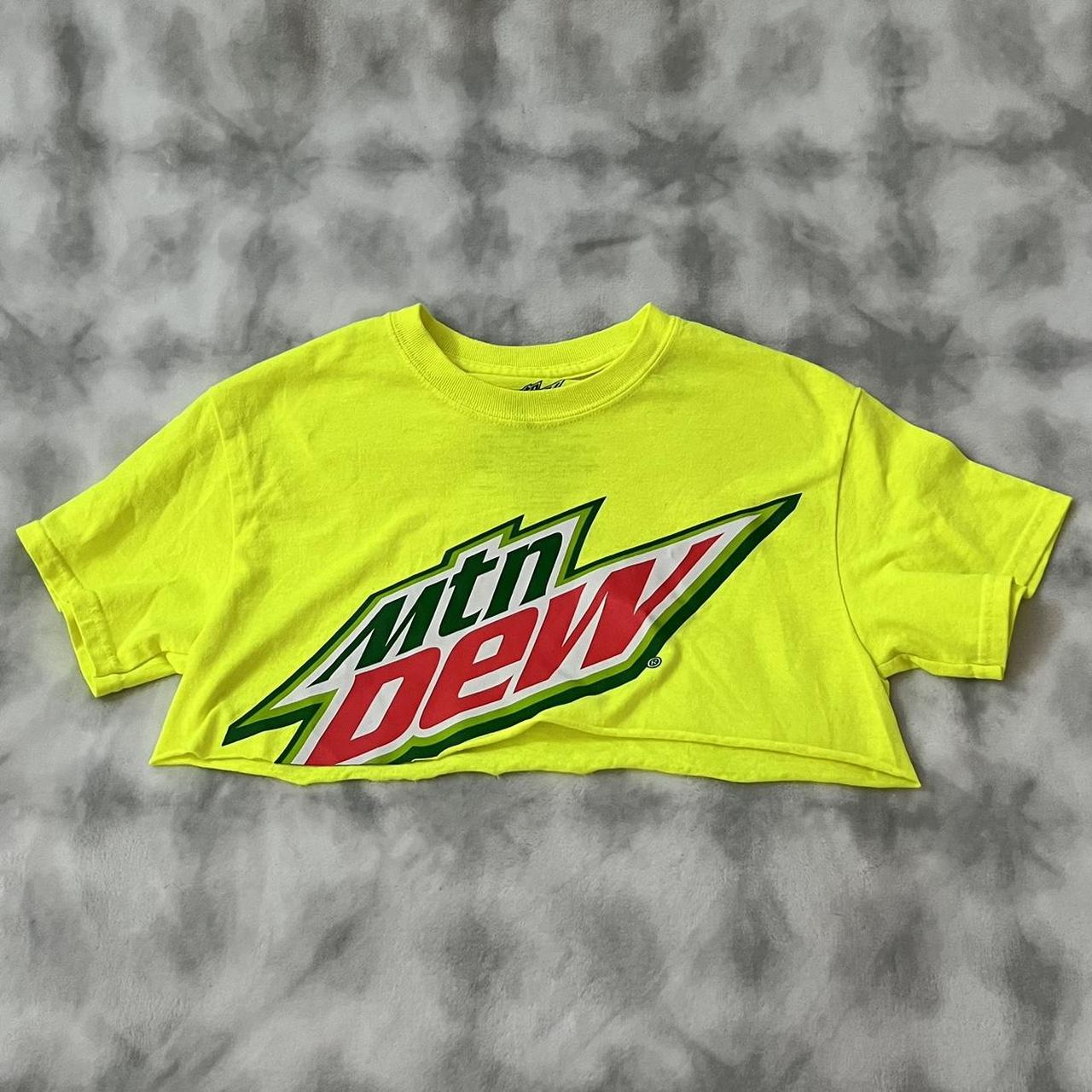 super cropped mtn dew top very vibrant + fun! never... - Depop