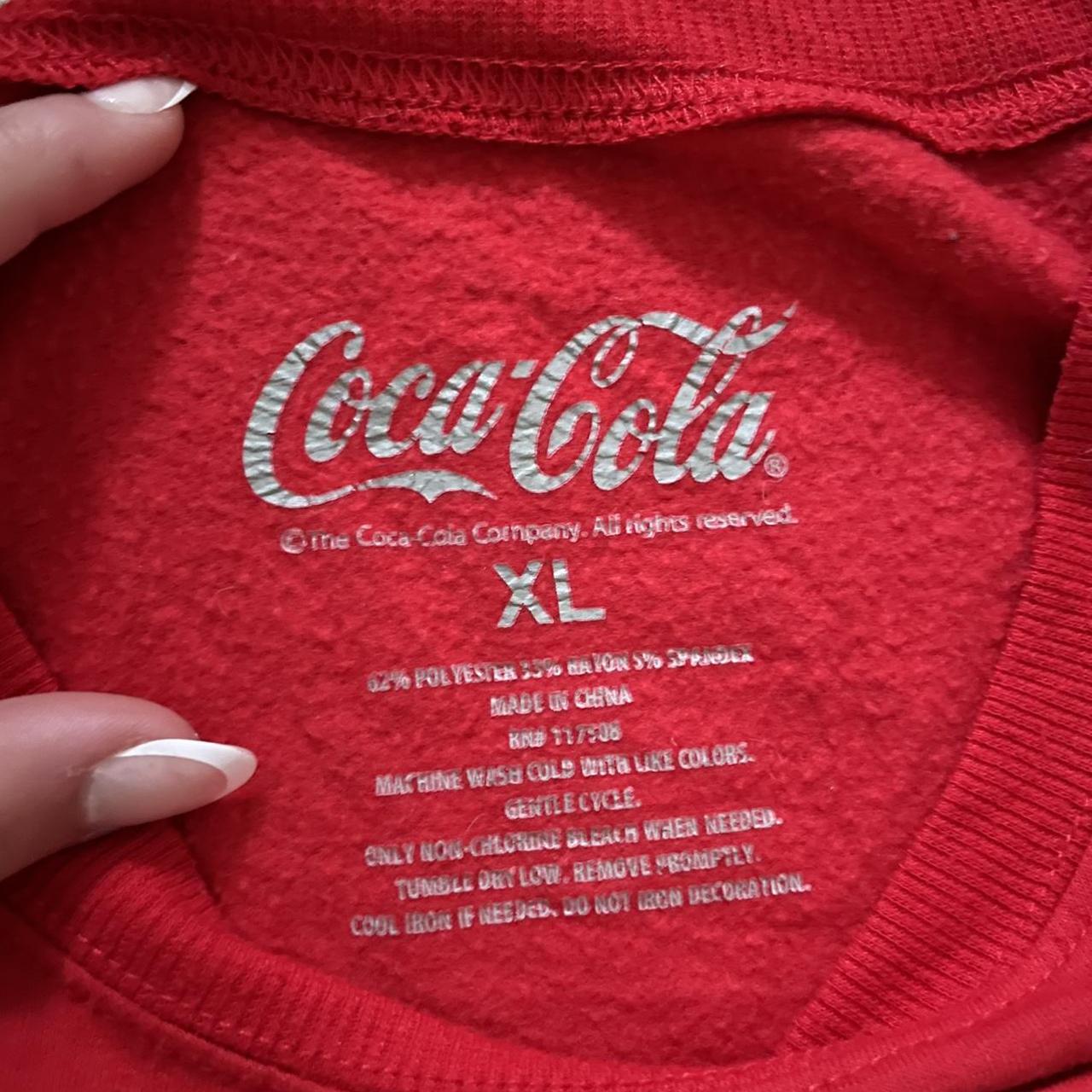 Coca-Cola Women's Red and White Sweatshirt | Depop