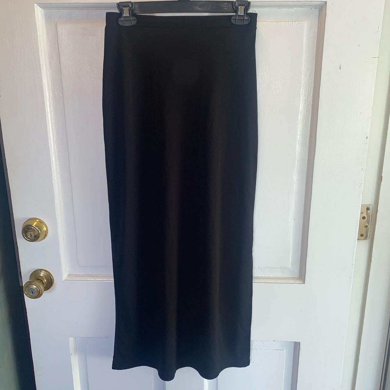 Long Black Merona Skirt With Slit Size S Price Depop