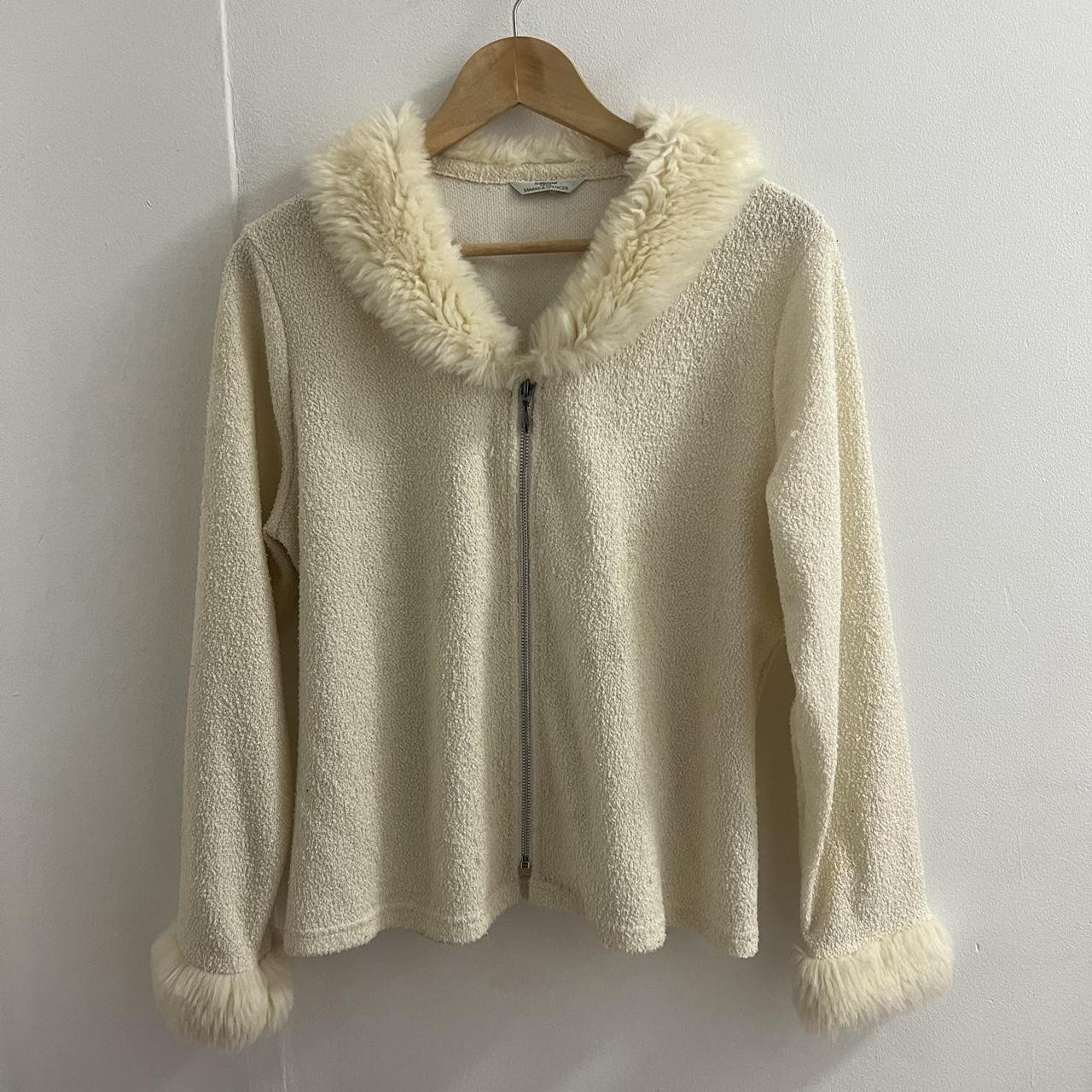 Vintage 1970s penny lane cardigan / boucle Borg knit... - Depop