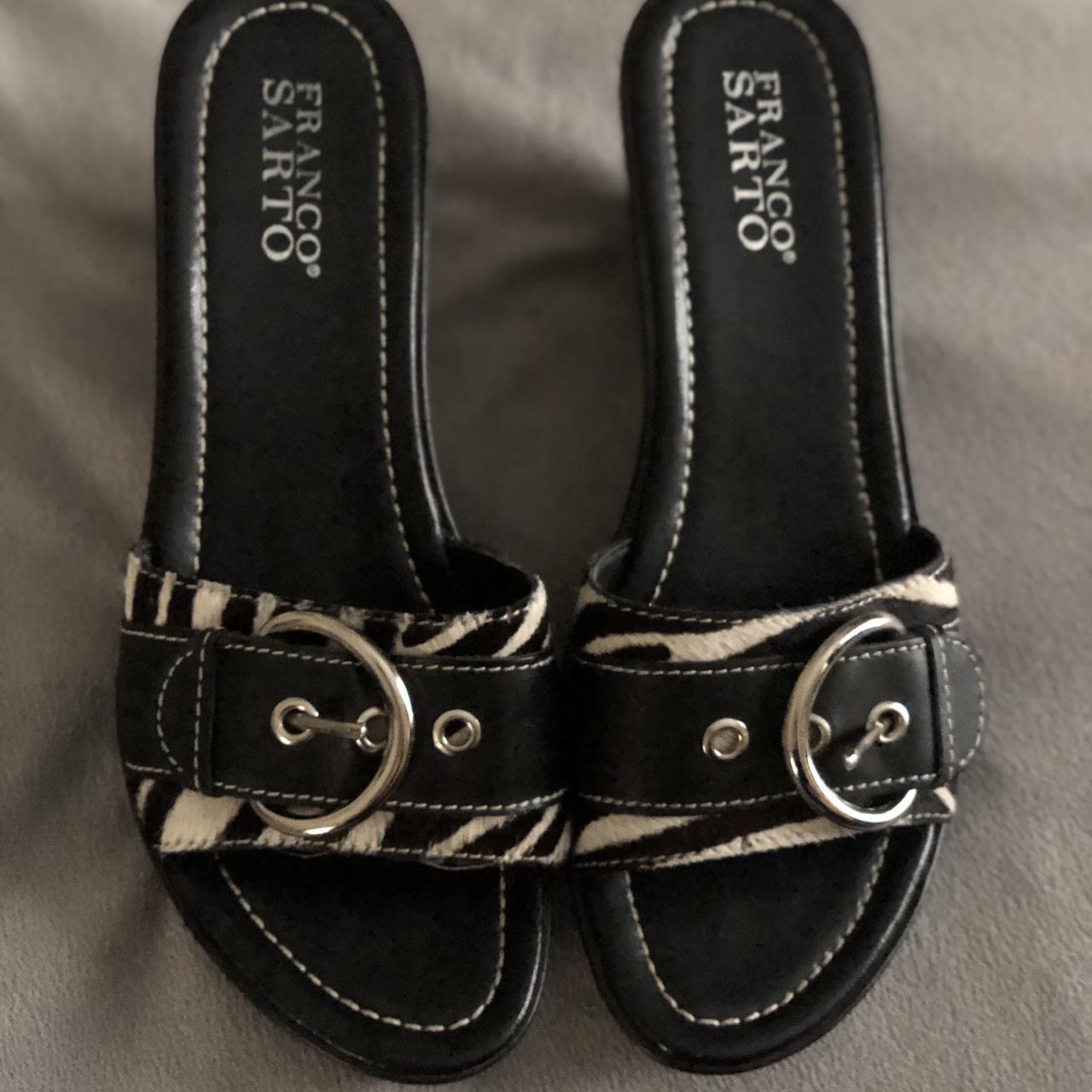 franco sarto leopard slides