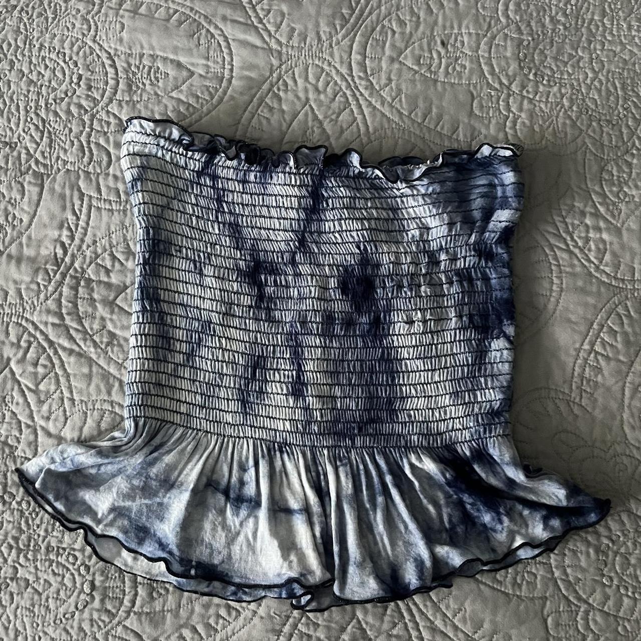 blue tie-dye tube top. lightly used. size... - Depop