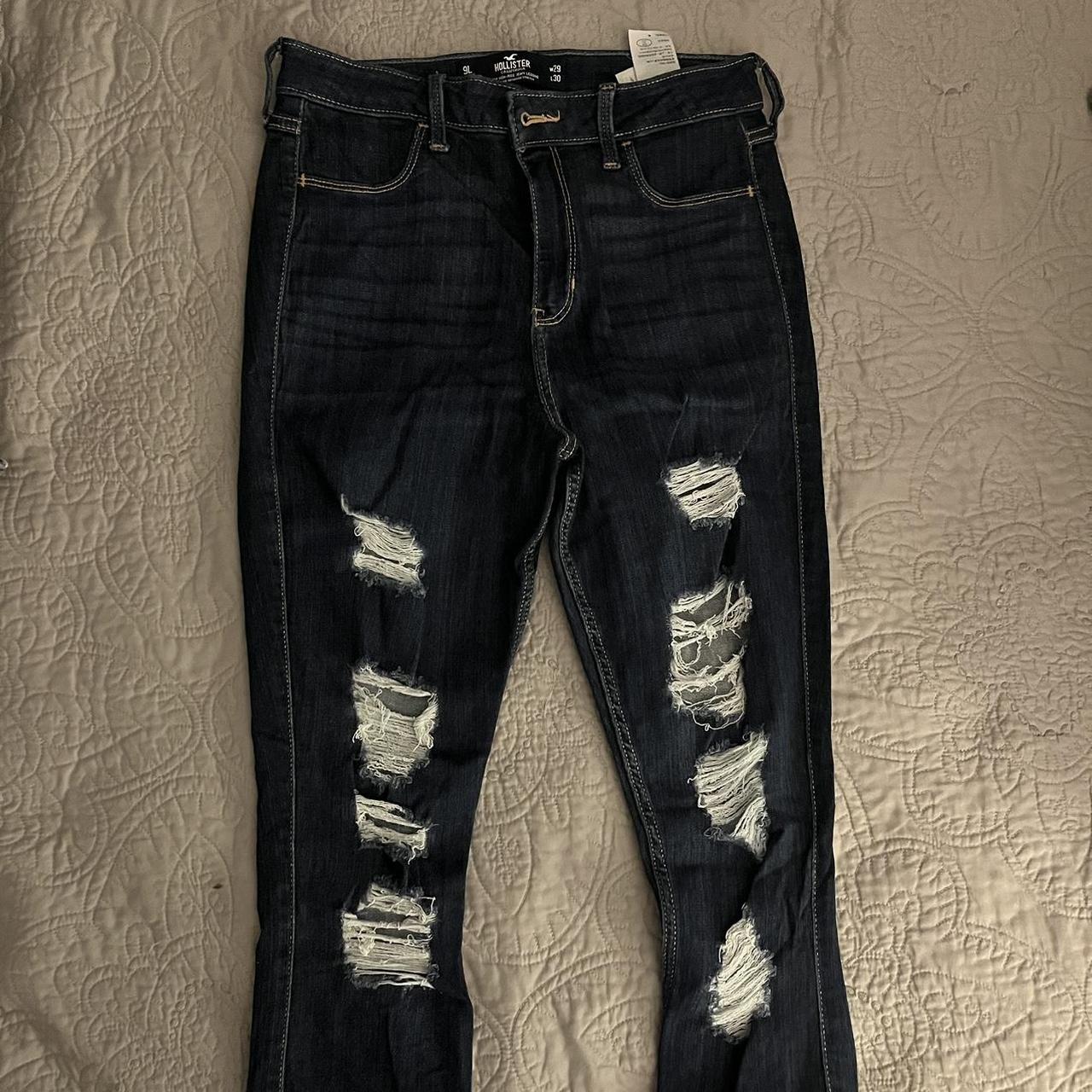 9L dark blue ripped jeans from Hollister. worn a few. Depop