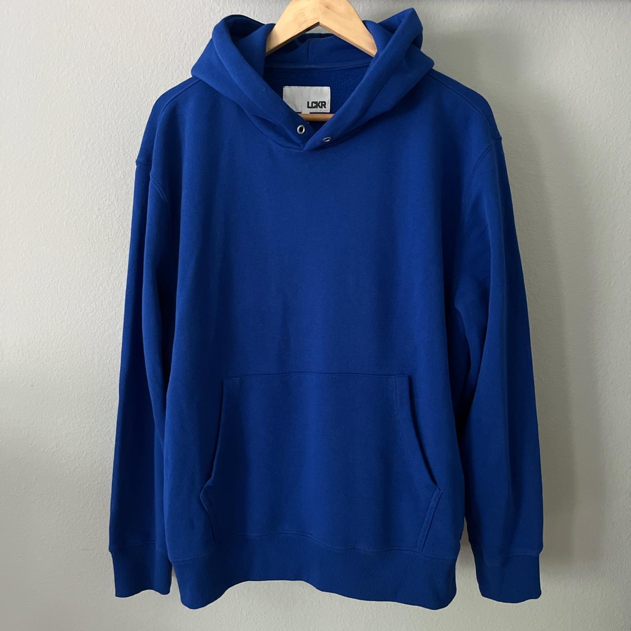 Royal Blue Pullover Hoodie - Depop