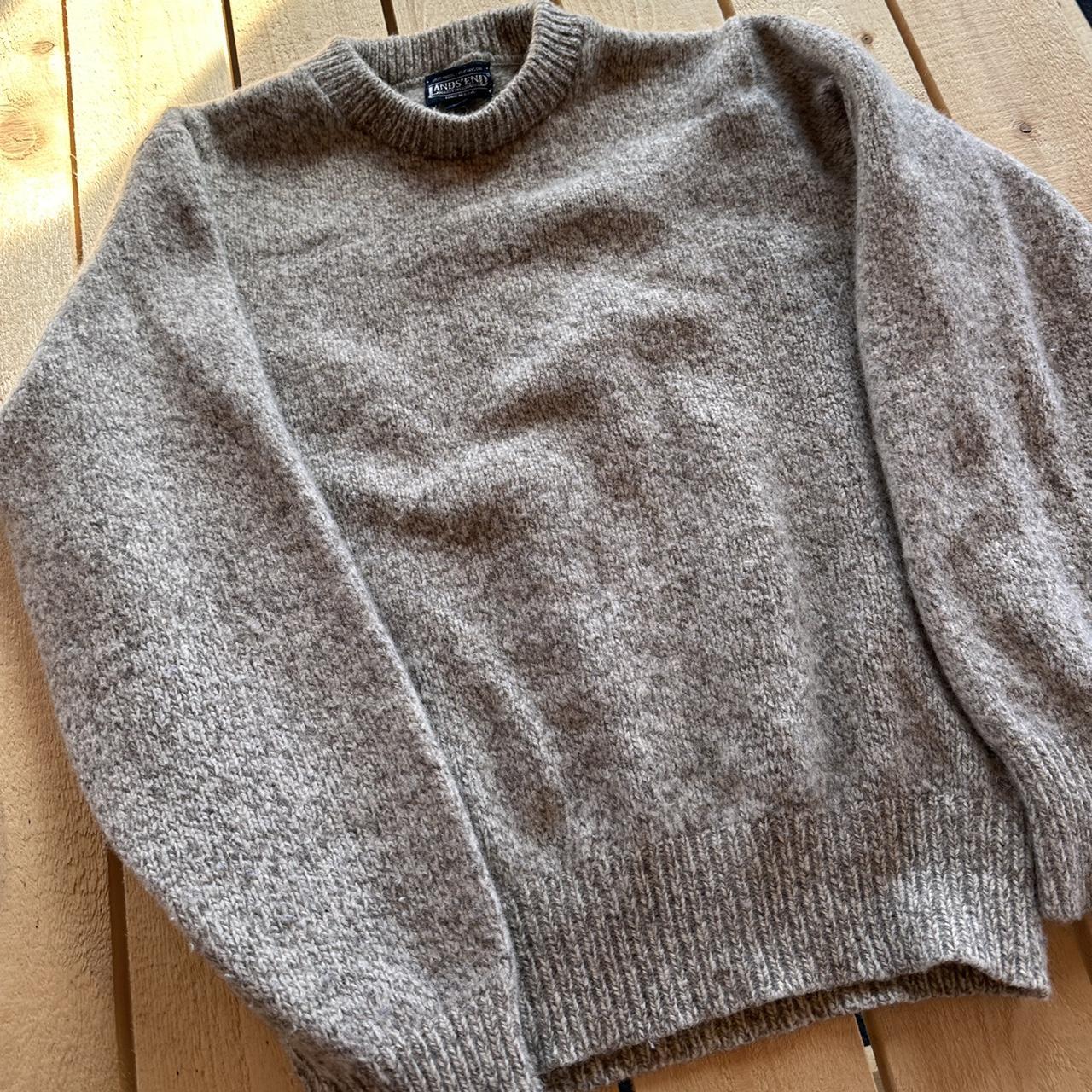 Vintage men’s LandsEnd wool oatmeal and grey ... - Depop