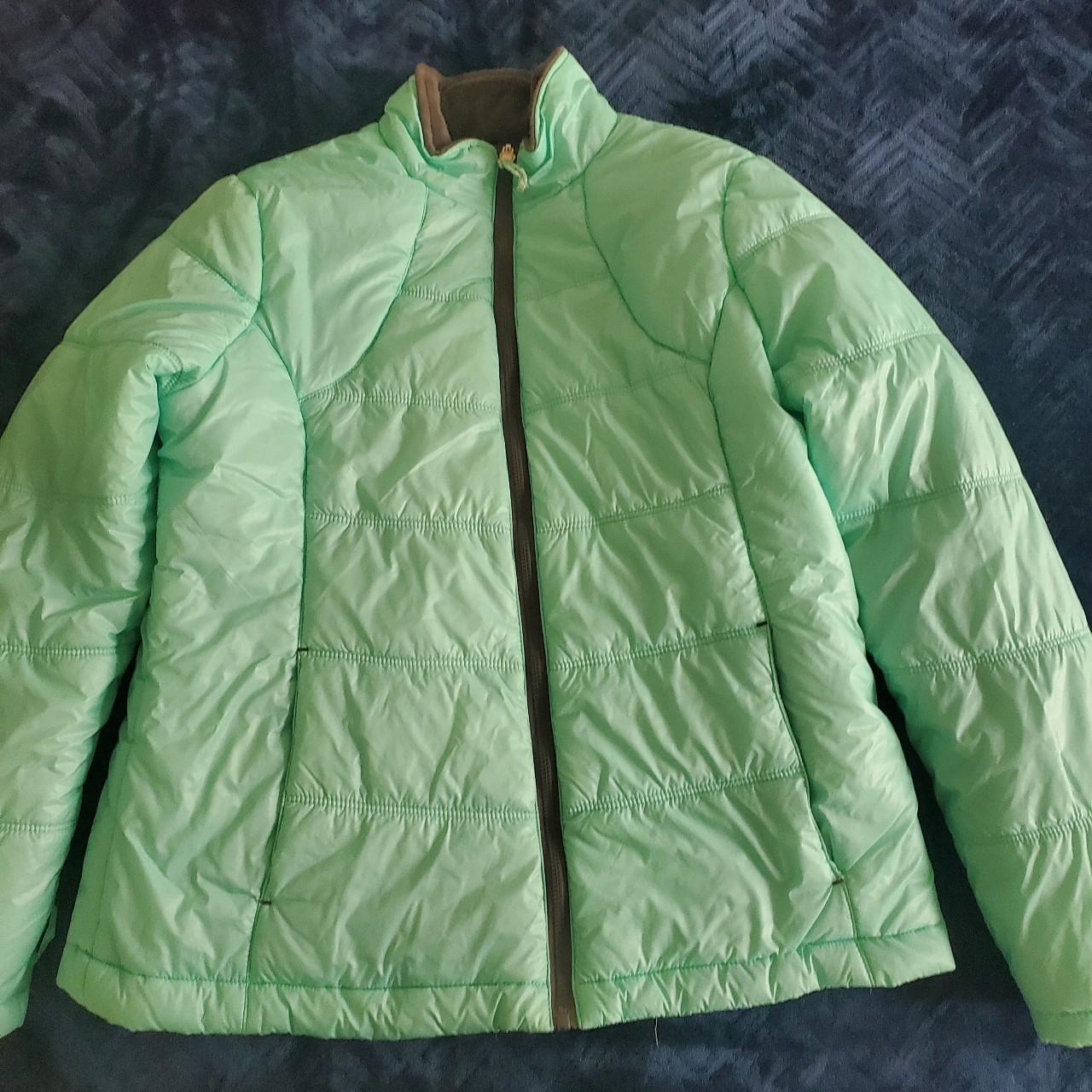 Mint green puffer jacket perfect for winter with the... Depop