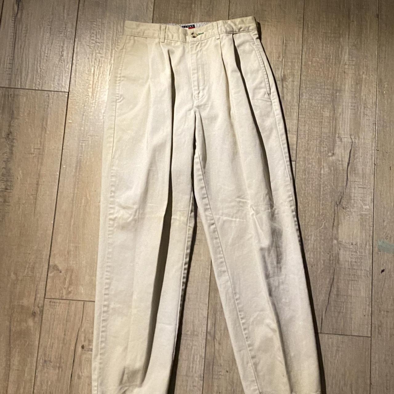 Tommy Hilfiger Women's Tan and Khaki Trousers | Depop