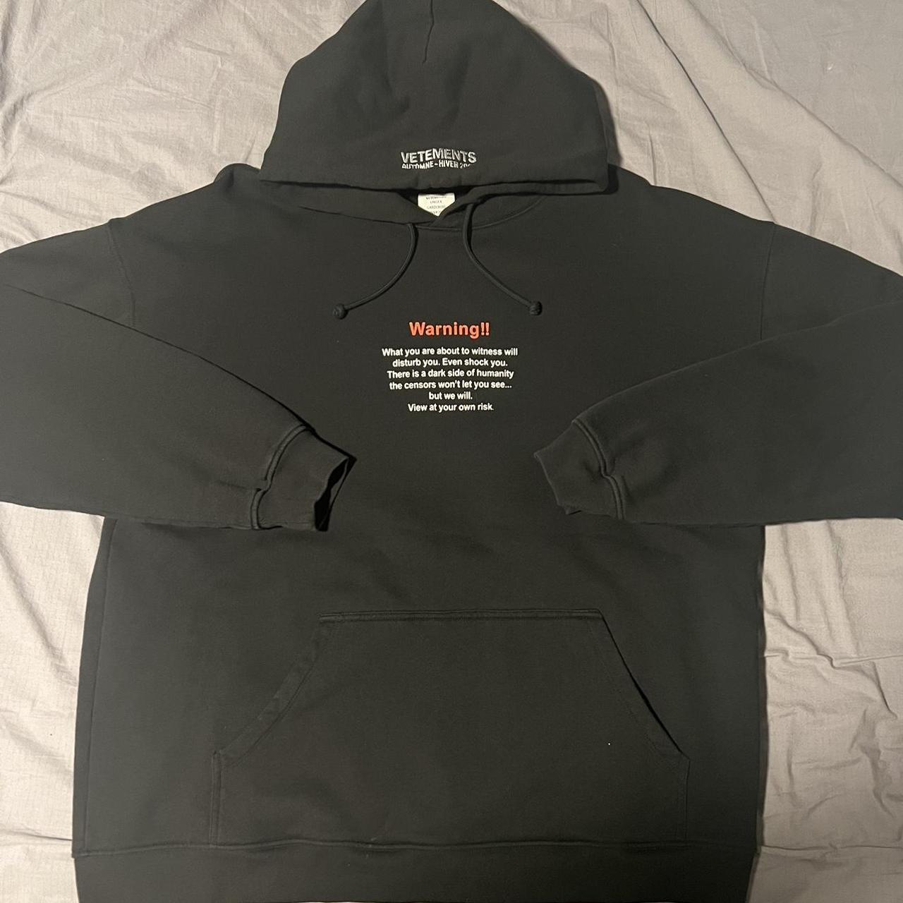 GRAIL Vetements AW19 Warning Oversized Hoodie...