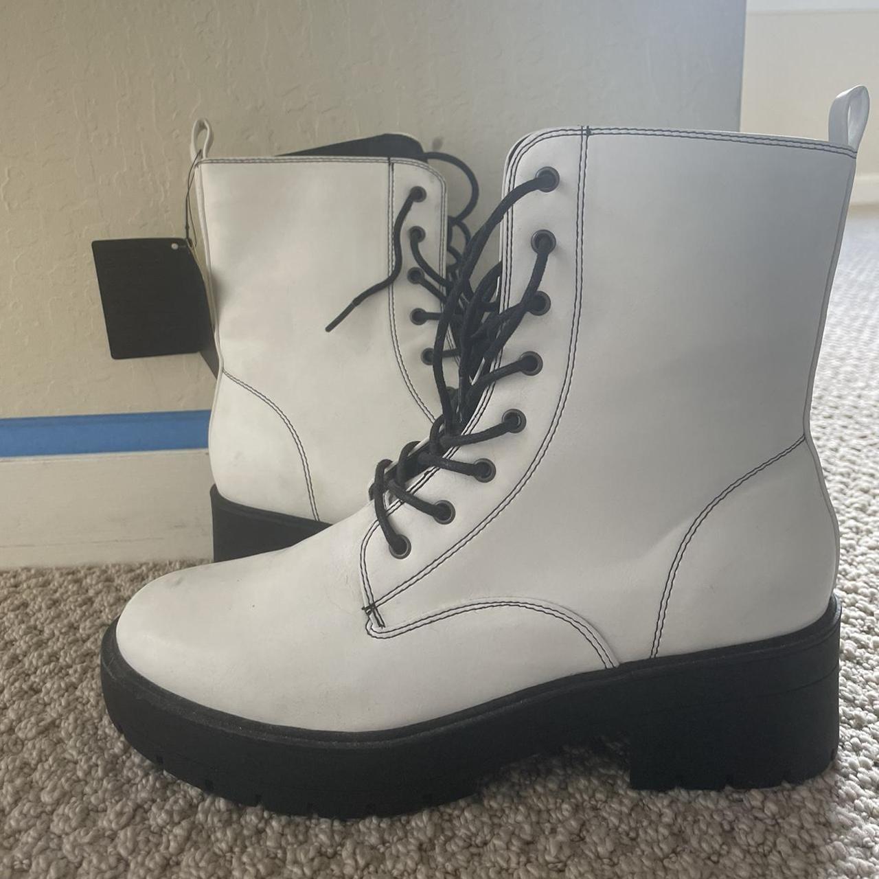 white combat boot dupe of dr.martens womens size... Depop