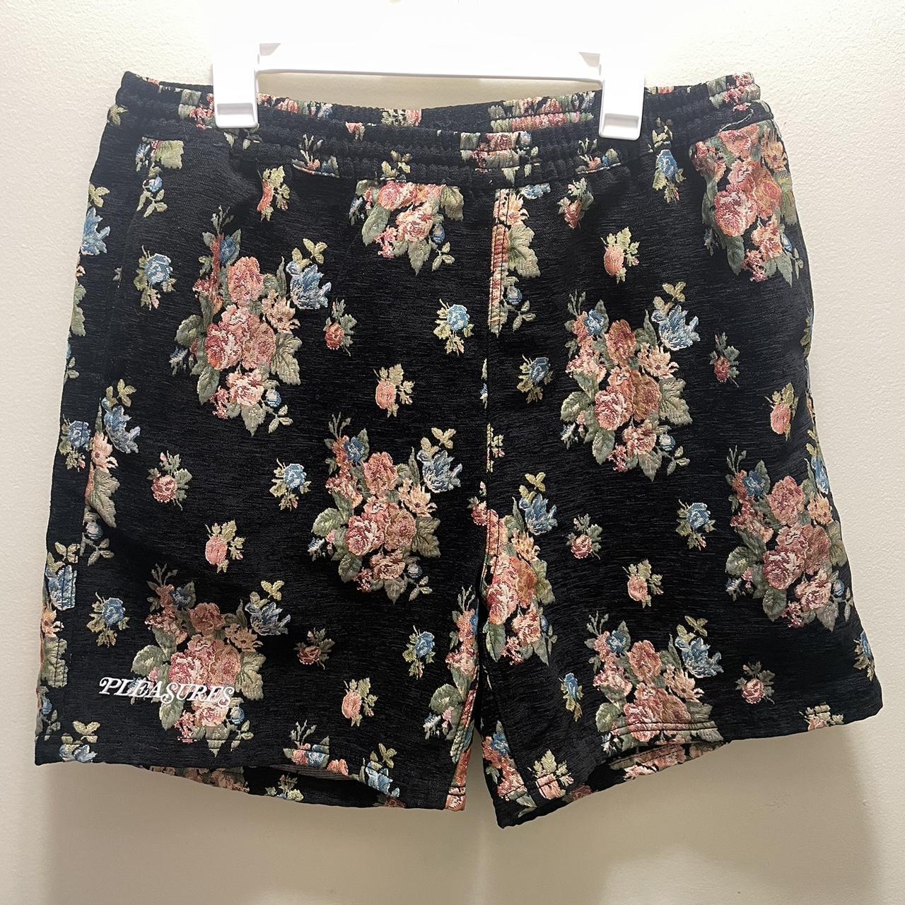 Pleasures Deja Vu black floral woven shorts-size... - Depop