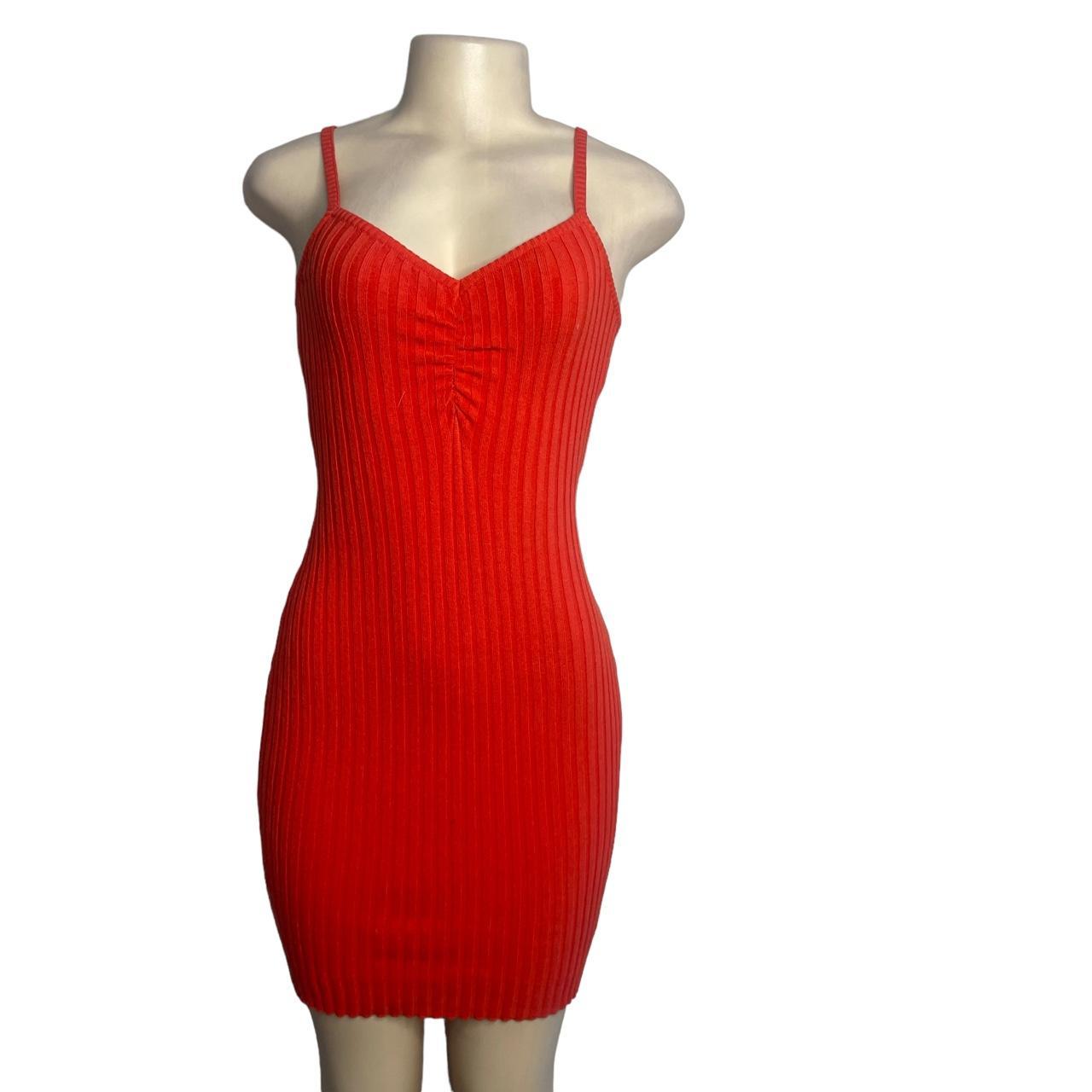 Orange Rib Knit Cami Bodycon Dress Brand new size... - Depop
