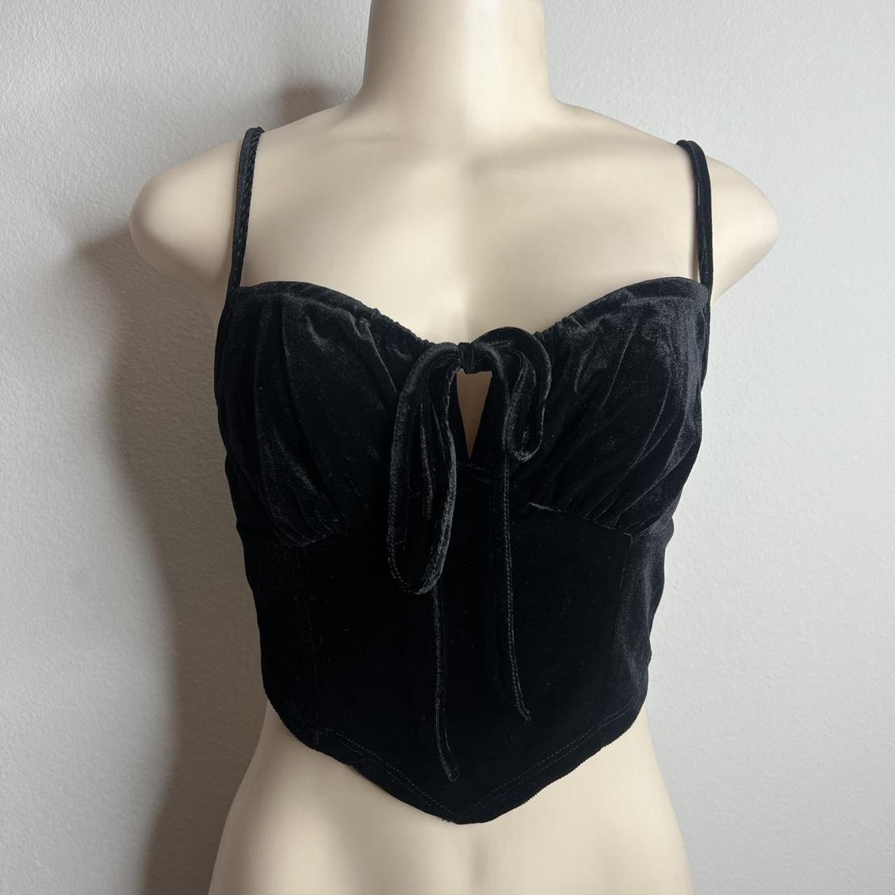 Black Velvet Structured Corset Top