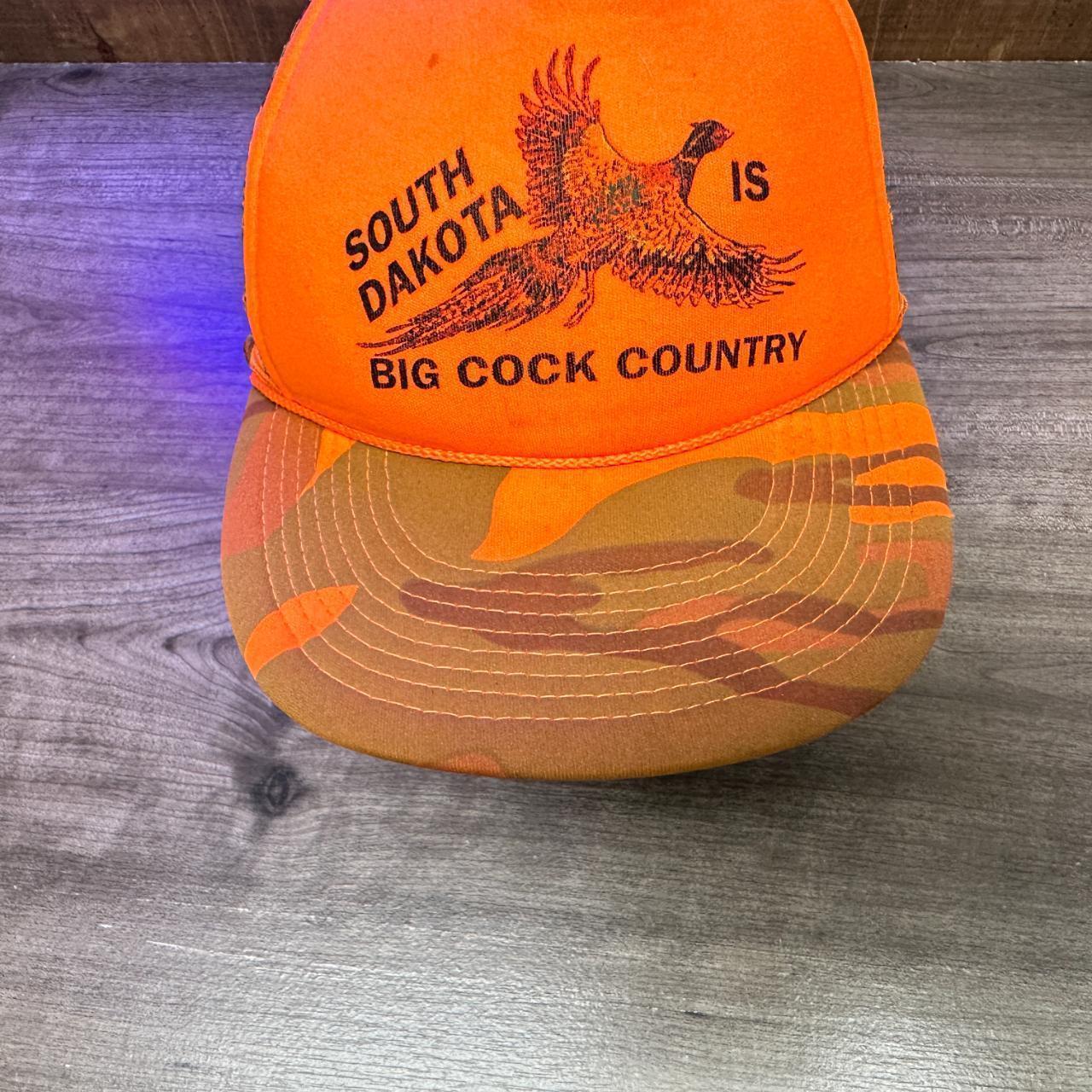 Vintage South Dakota Big Cock Country Orange Camo... - Depop