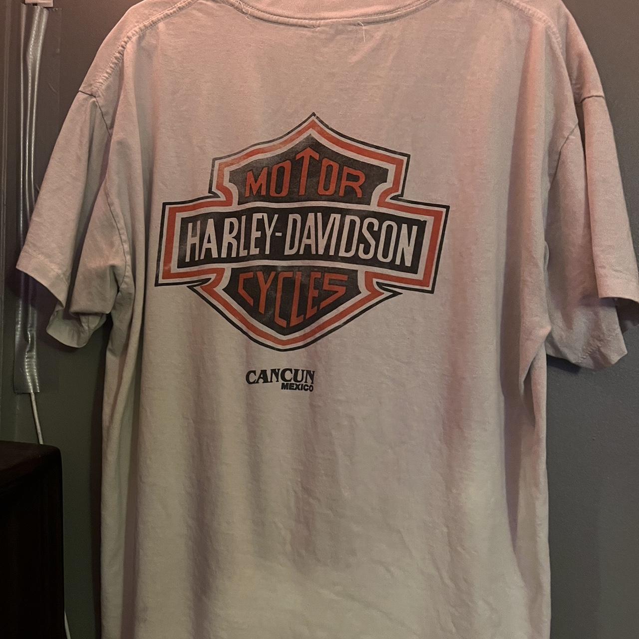 harley davidson cancun mexico white shirt - Depop