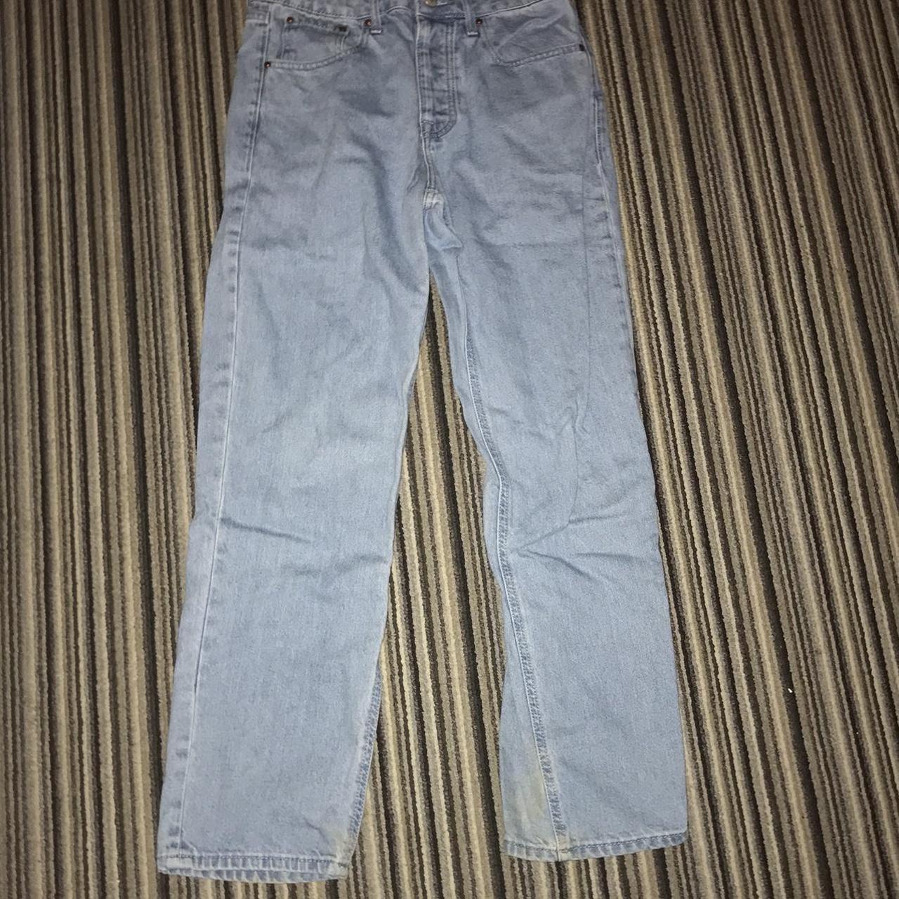 asos light blue baggy jeans, slightly worn, extra... - Depop