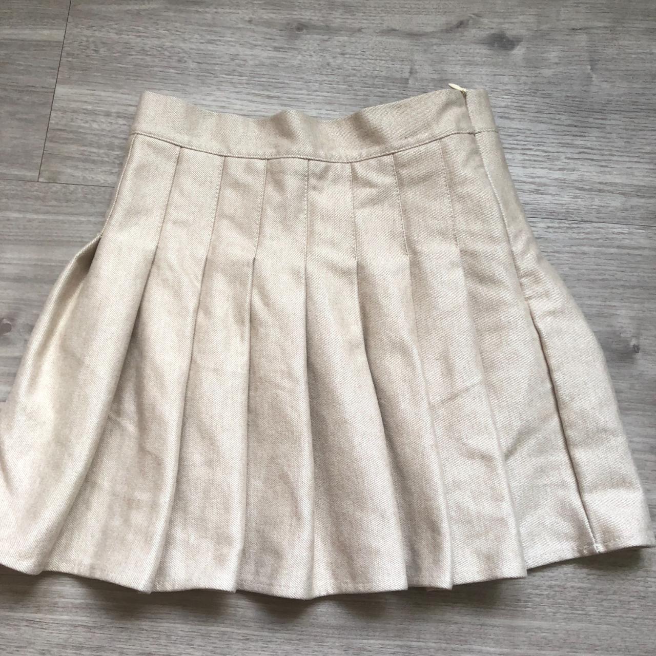 - yesstyle: tan pleated skirt #preppy #tennisskirt - Depop