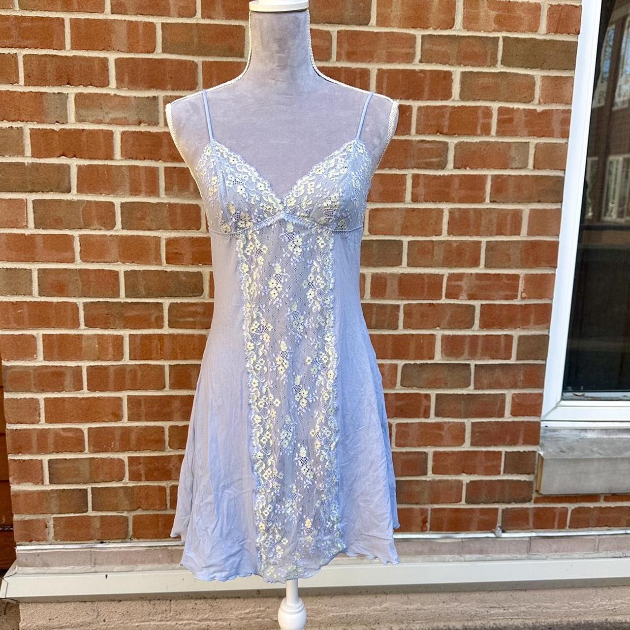 DKNY lace inset slip dress Delicate periwinkle... - Depop