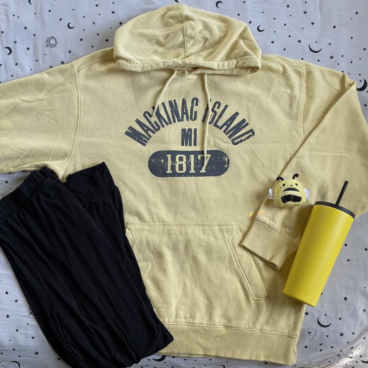 Women's Yellow and Cream Hoodie Depop