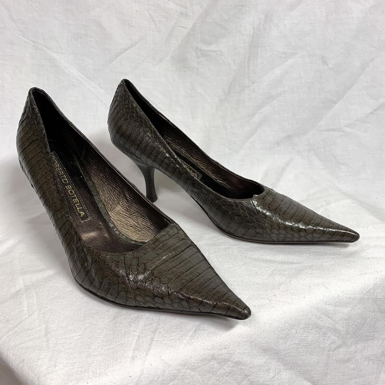 Brown pointed pumps with stiletto heels. Shiny real... - Depop