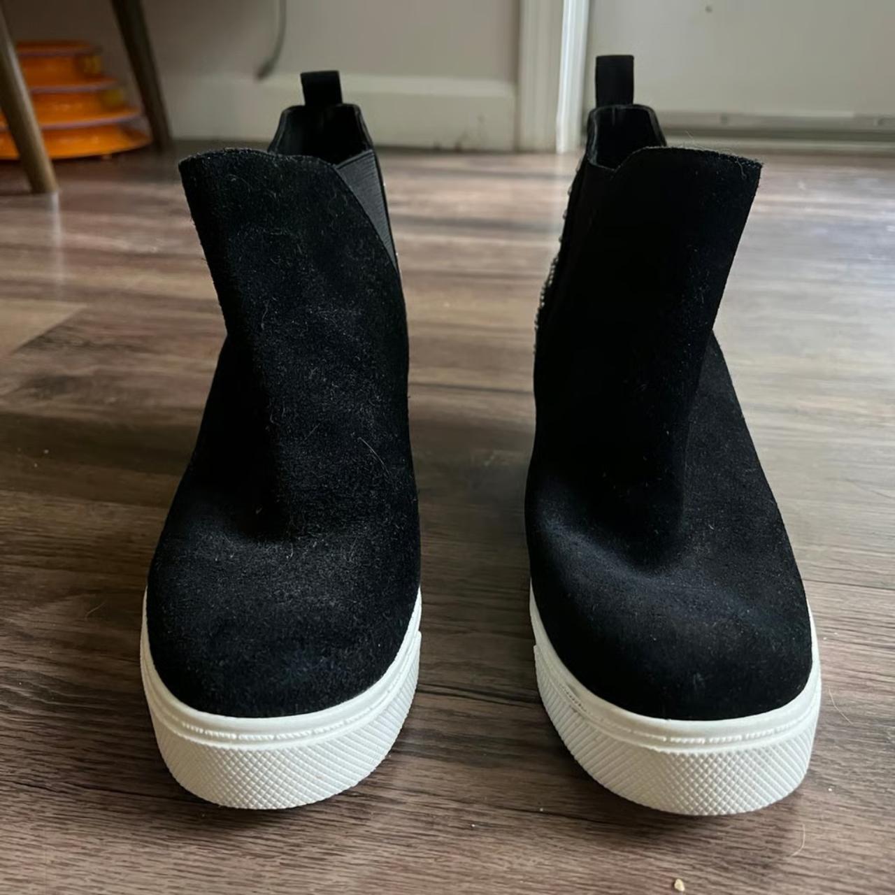 Steve Madden Black Suede Sneaker Wedges Black suede | Depop