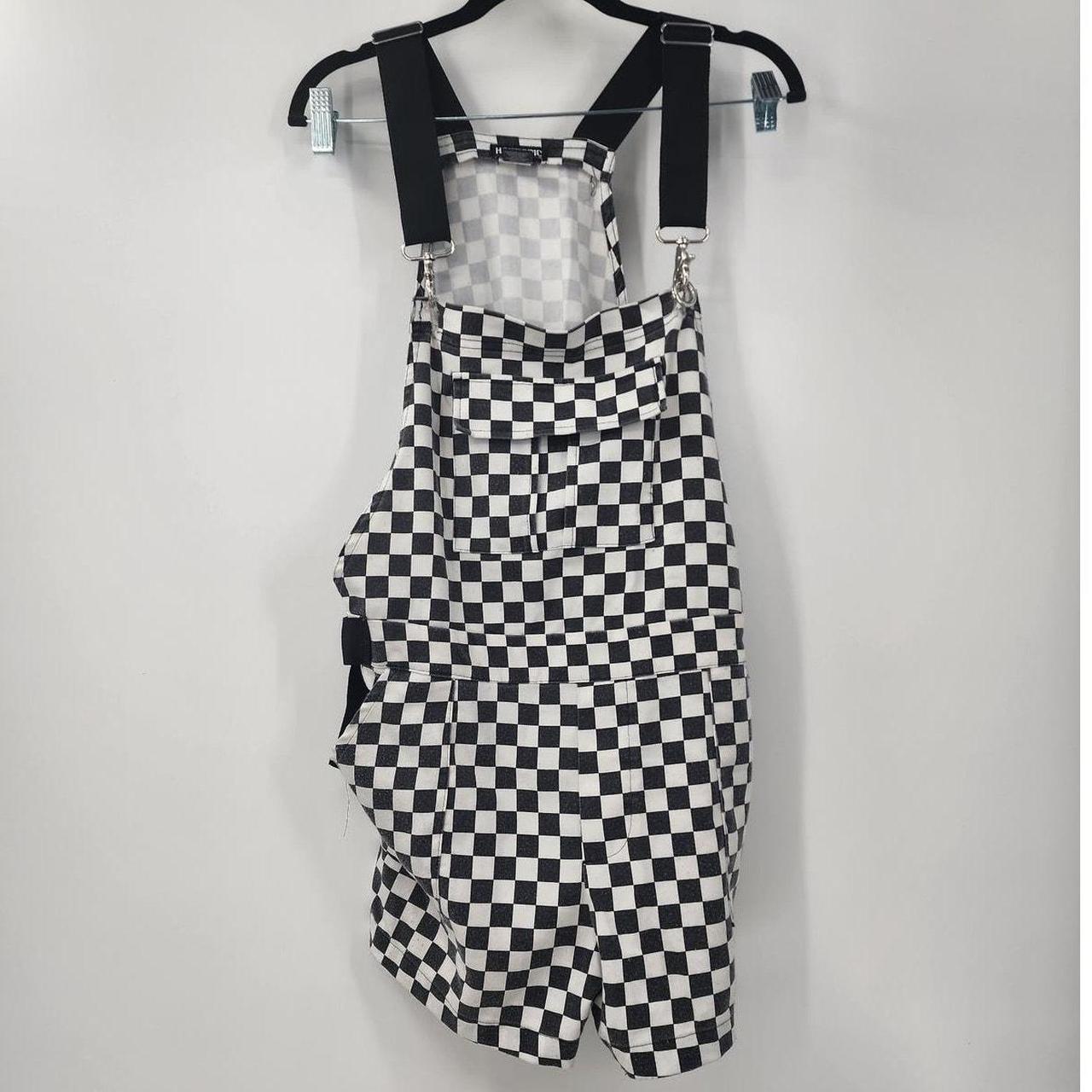 Black and white checkered fashion playsuit