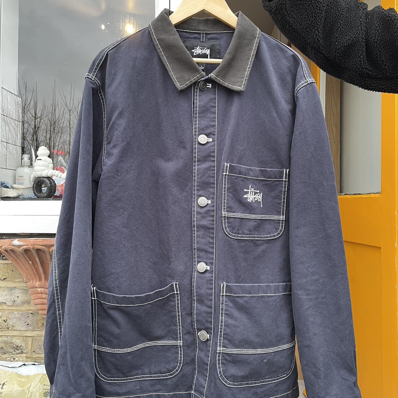Stussy Brushed Moleskin Chore Jacket Colour Navy... Depop