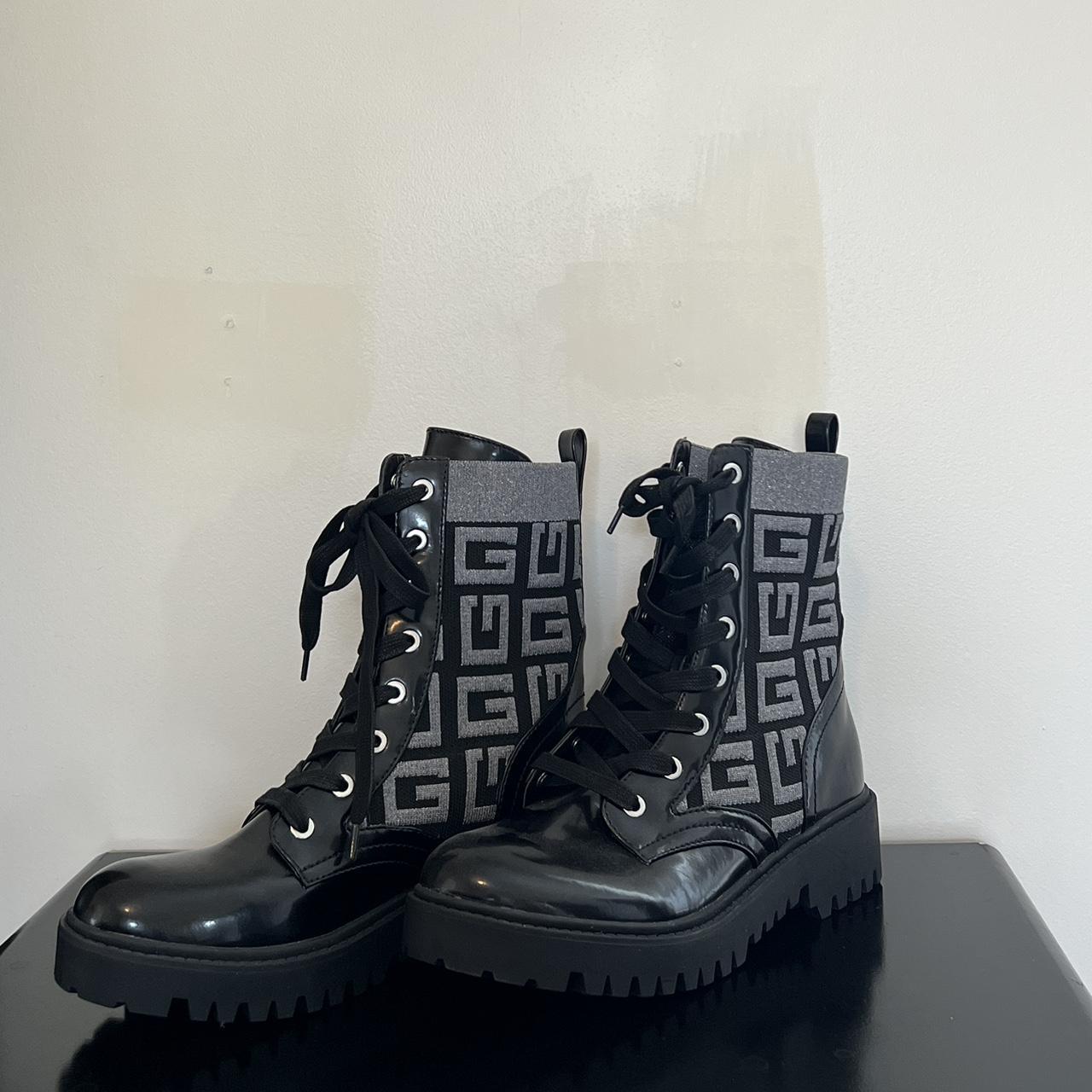 Guess Olinda Combat Boot, faux leather, black and... - Depop