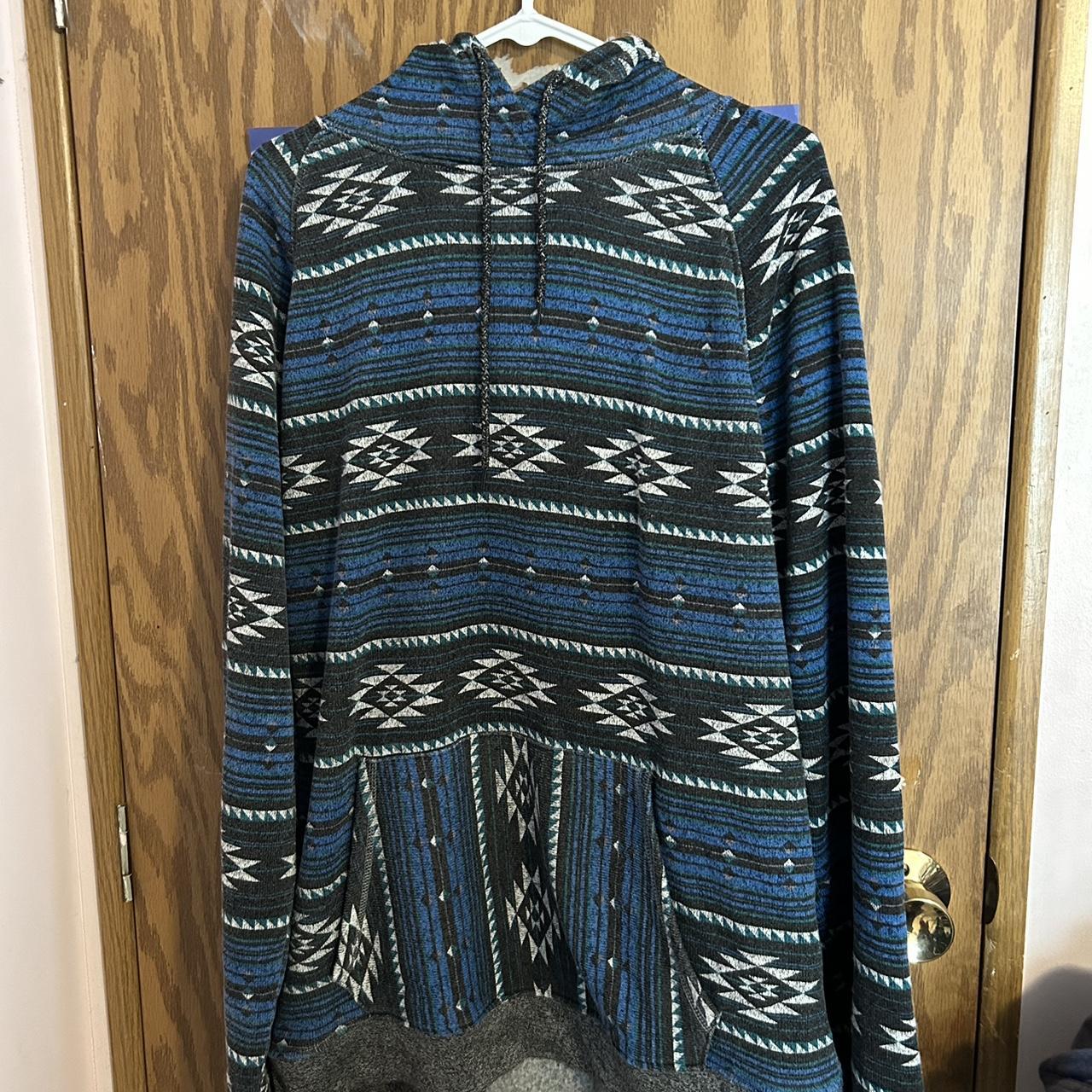 Rue 21 Men's Blue and Black Hoodie | Depop