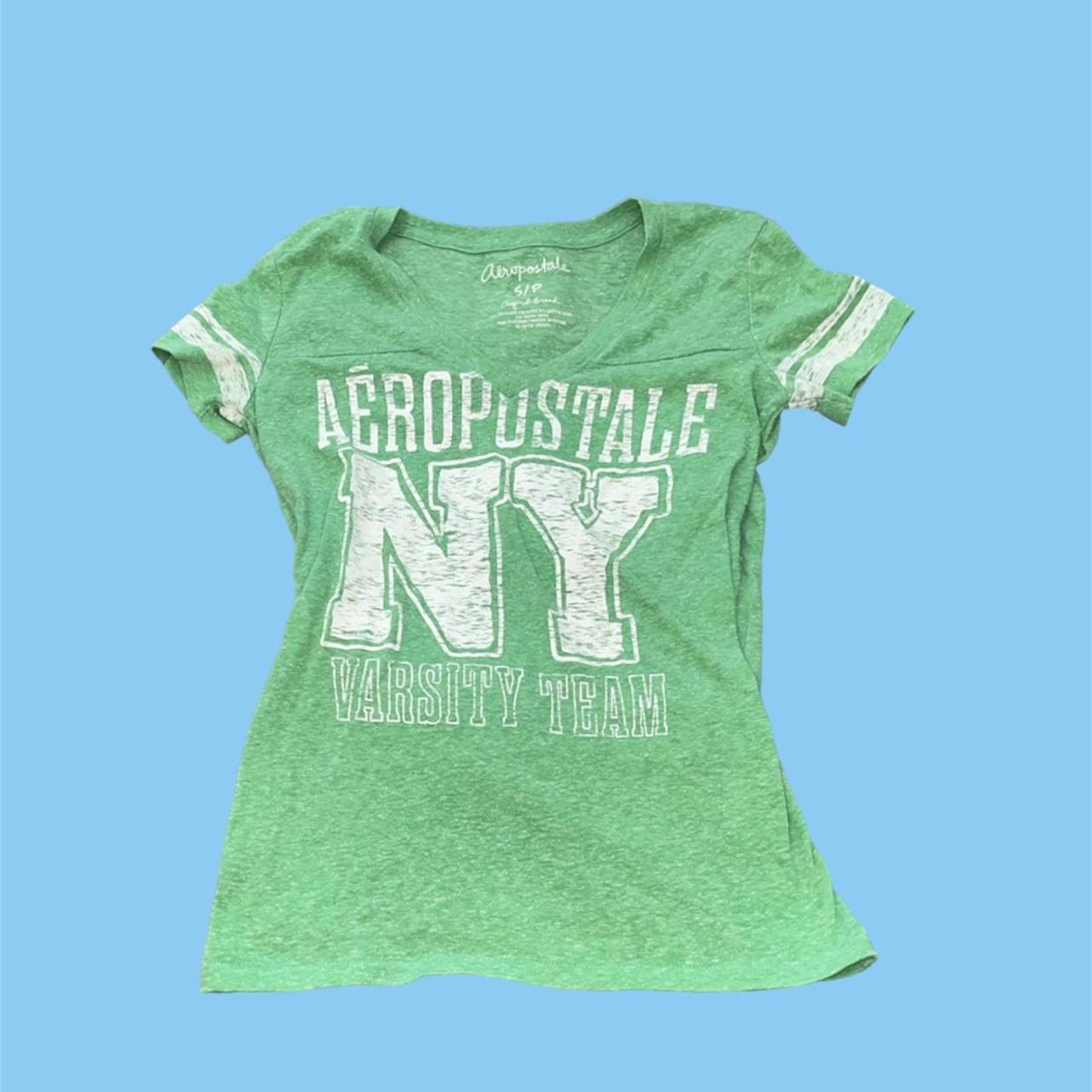 Green Aeropostale NY varsity team shirt Size... - Depop