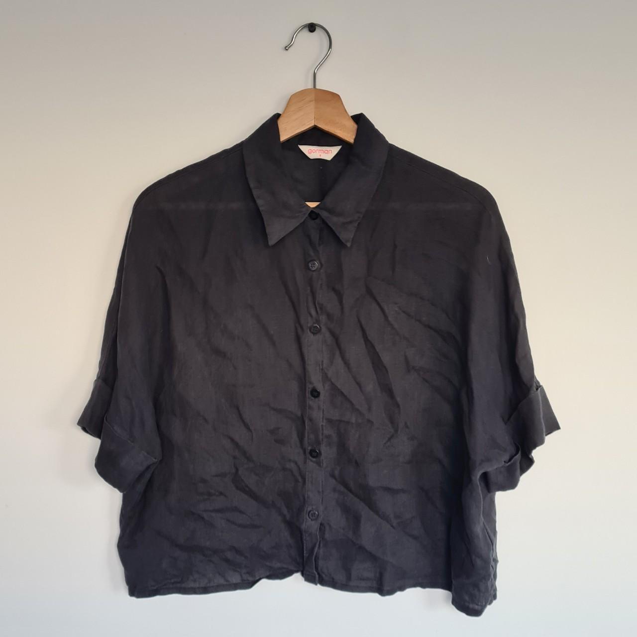 Gorman Black Collared Shirt ☆ 100% hemp ☆ Aus size... - Depop