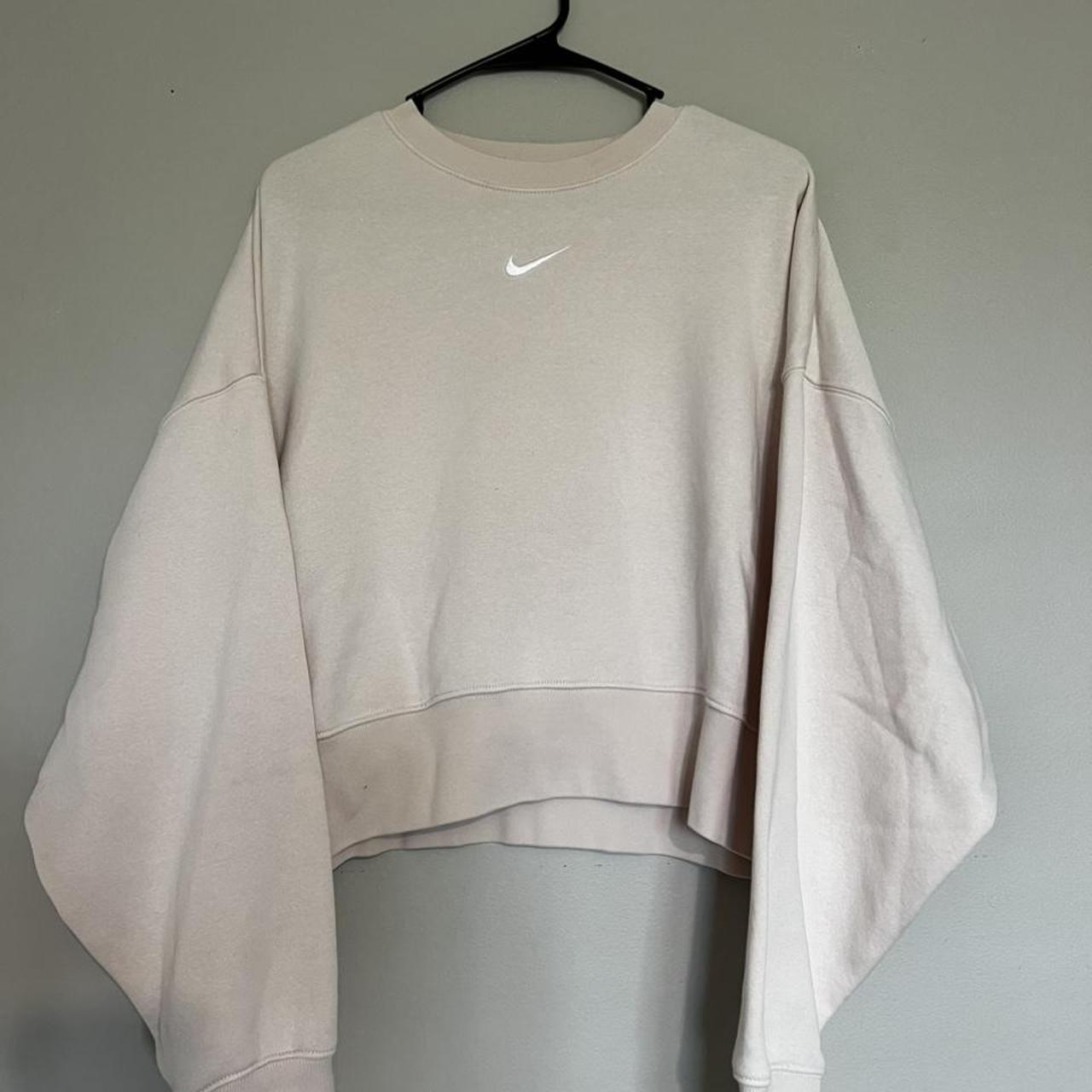 Nike mini swoosh online oversized cropped grey sweatshir