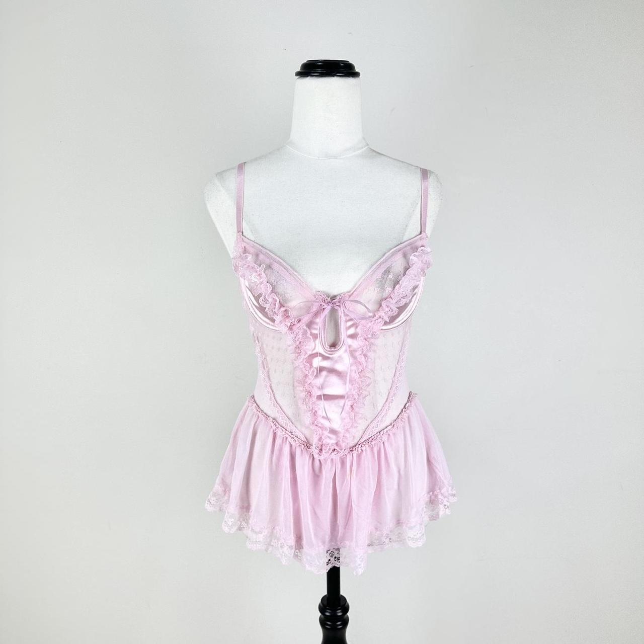 SUGAR THRILLZ PINK BABYDOLL LACE TEDDY - Depop