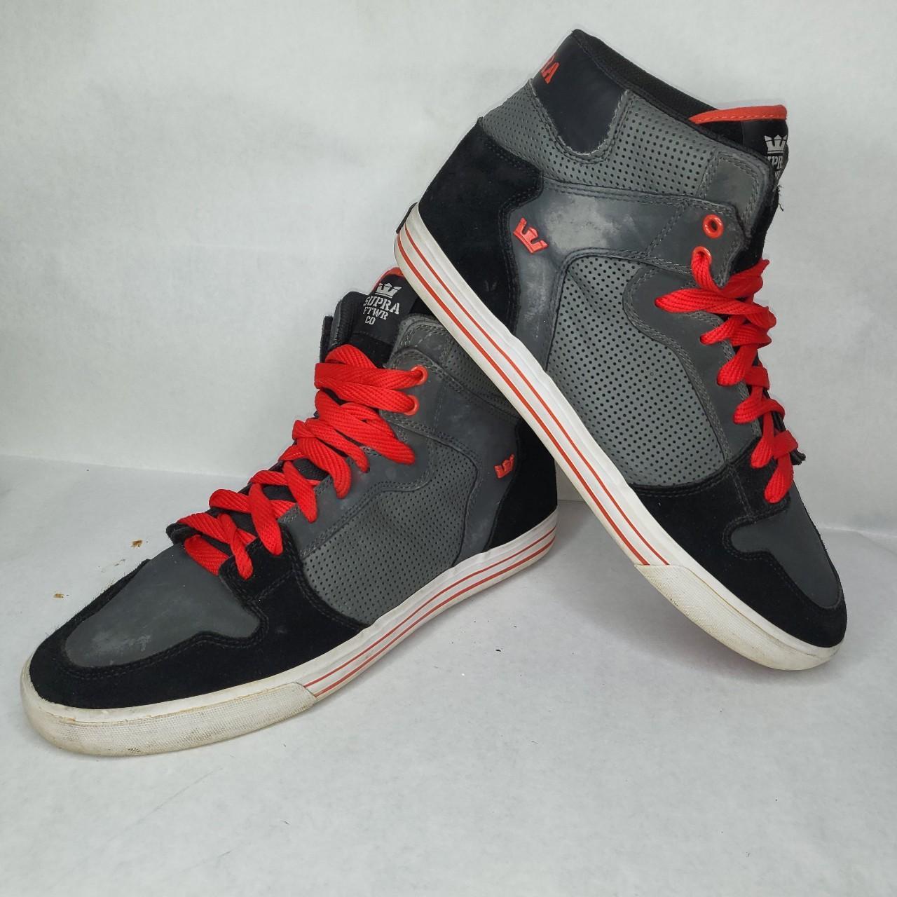 Black and red supra high tops best sale